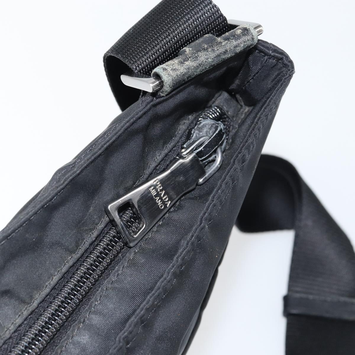 PRADA Shoulder Bag Nylon Black Silver Auth 160712
