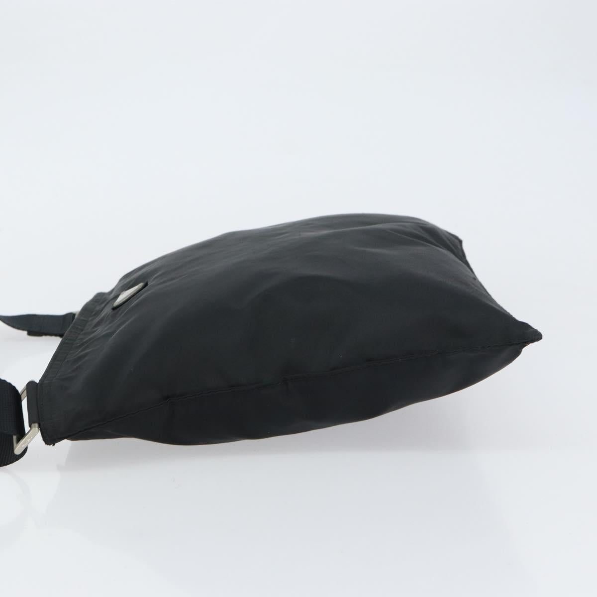 PRADA Shoulder Bag Nylon Black Silver Auth 160714