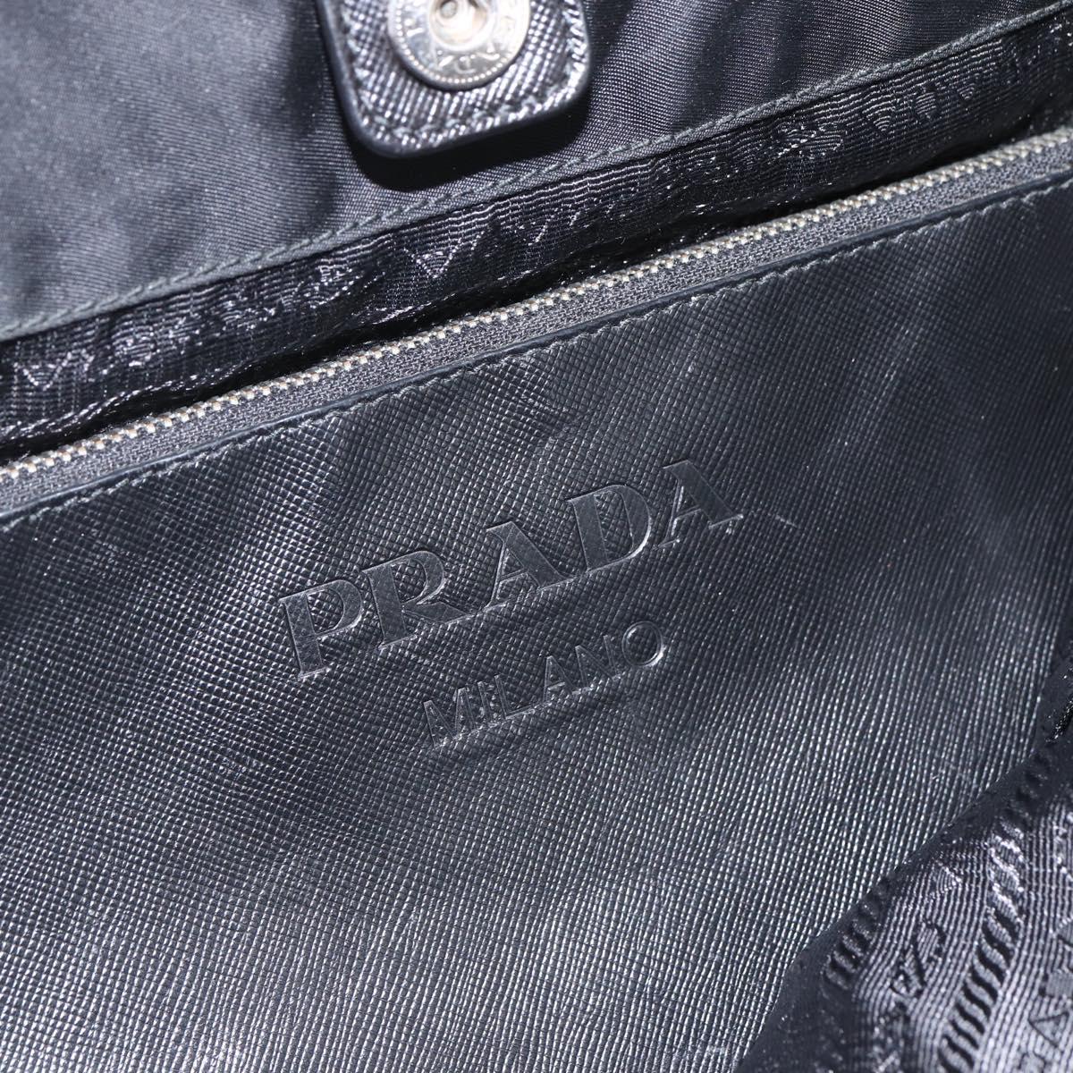 PRADA Tote Bag Nylon Black Silver Auth 160717