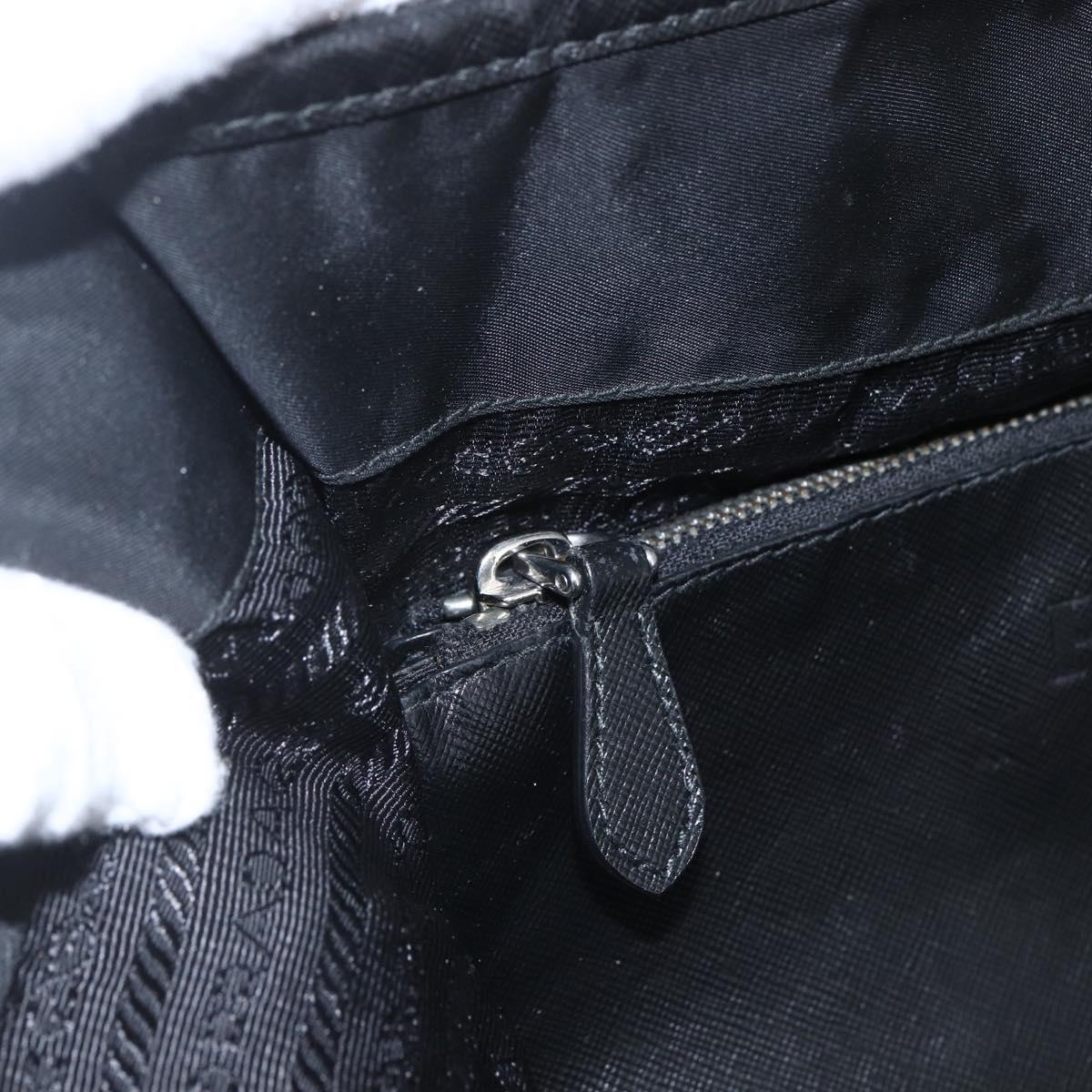 PRADA Tote Bag Nylon Black Silver Auth 160717