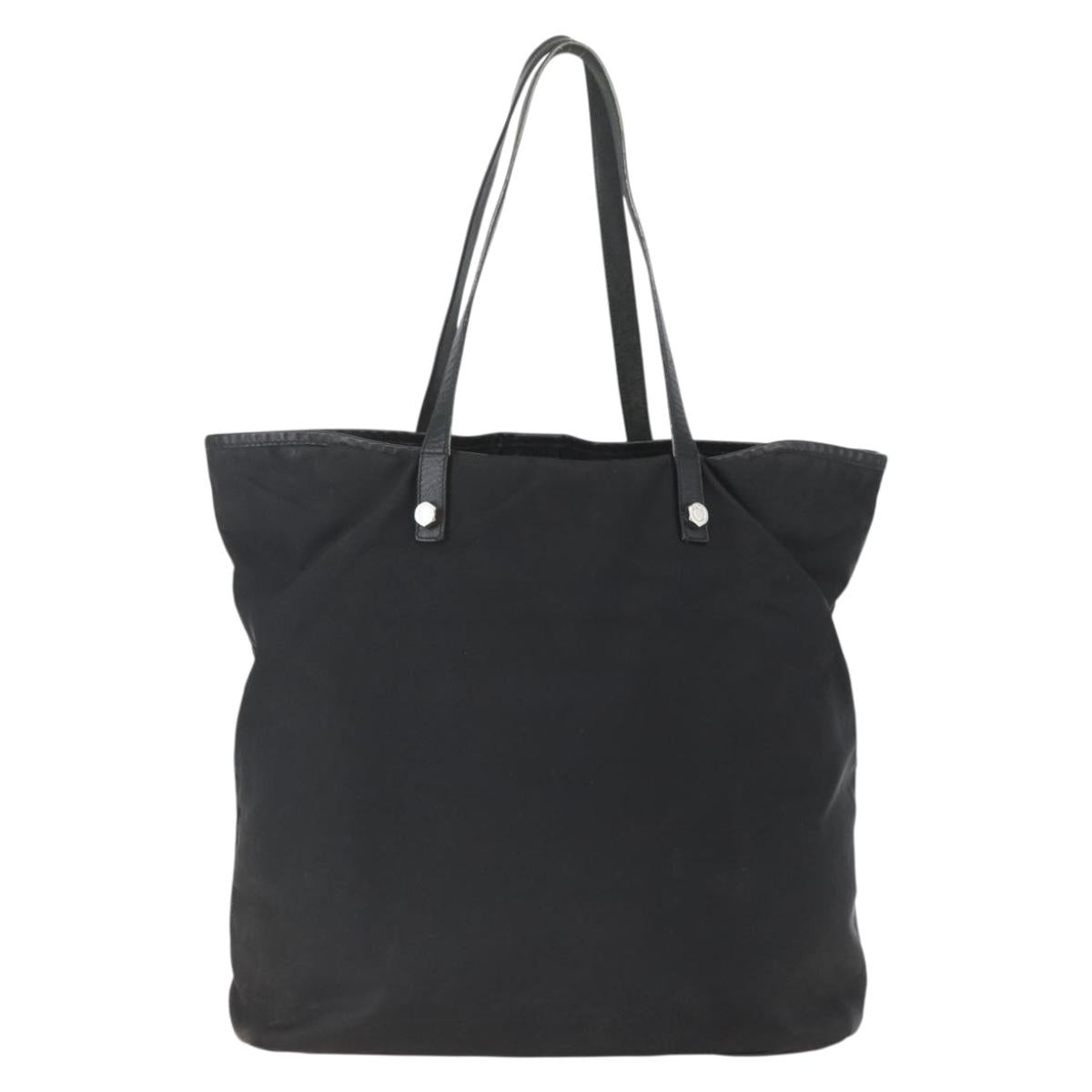 PRADA Tote Bag Nylon Black Silver Auth 160717