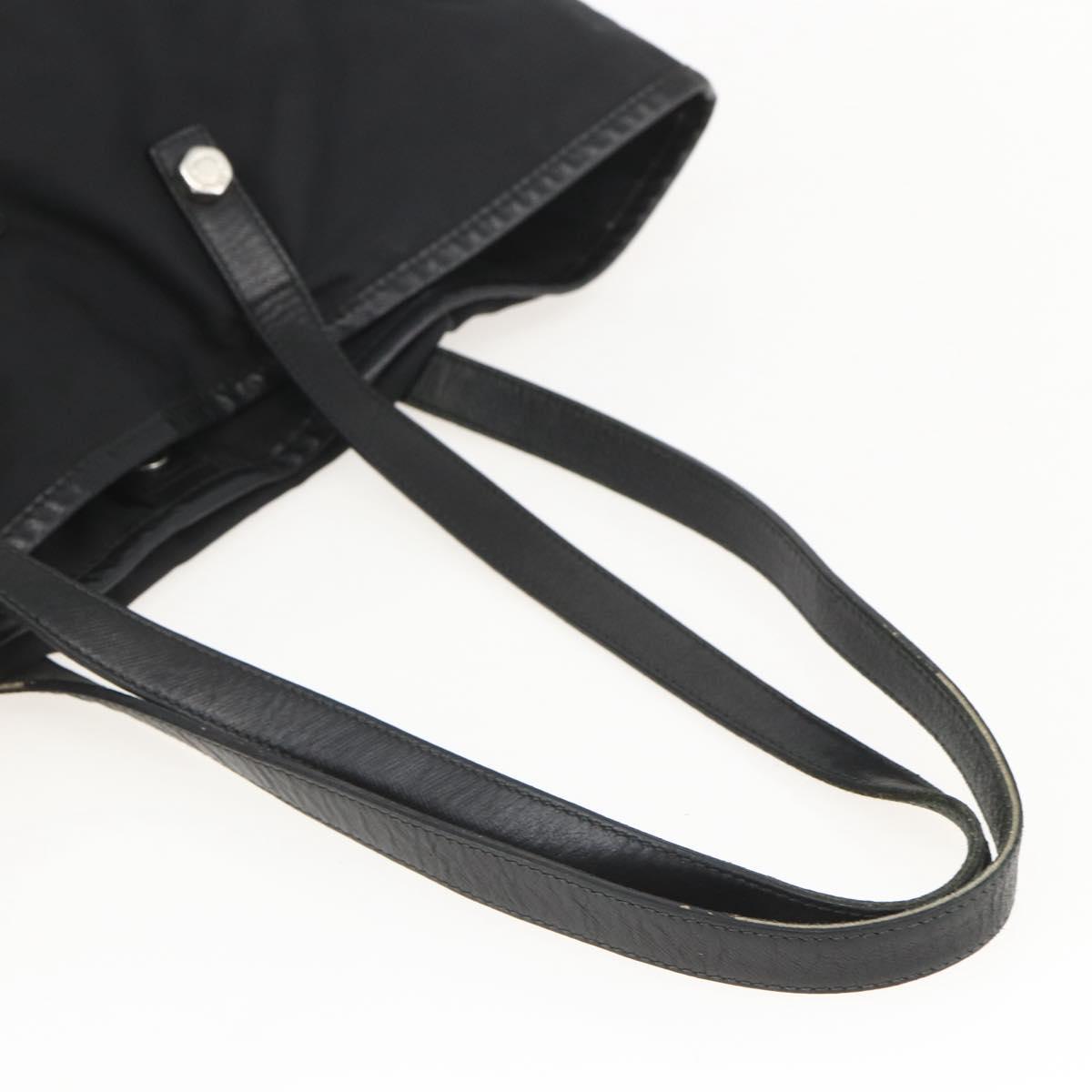 PRADA Tote Bag Nylon Black Silver Auth 160717