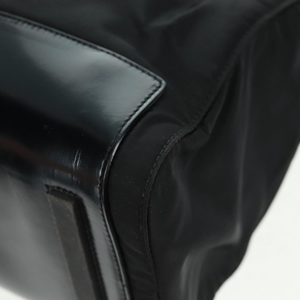 PRADA Tote Bag Nylon Black Silver Auth 160719