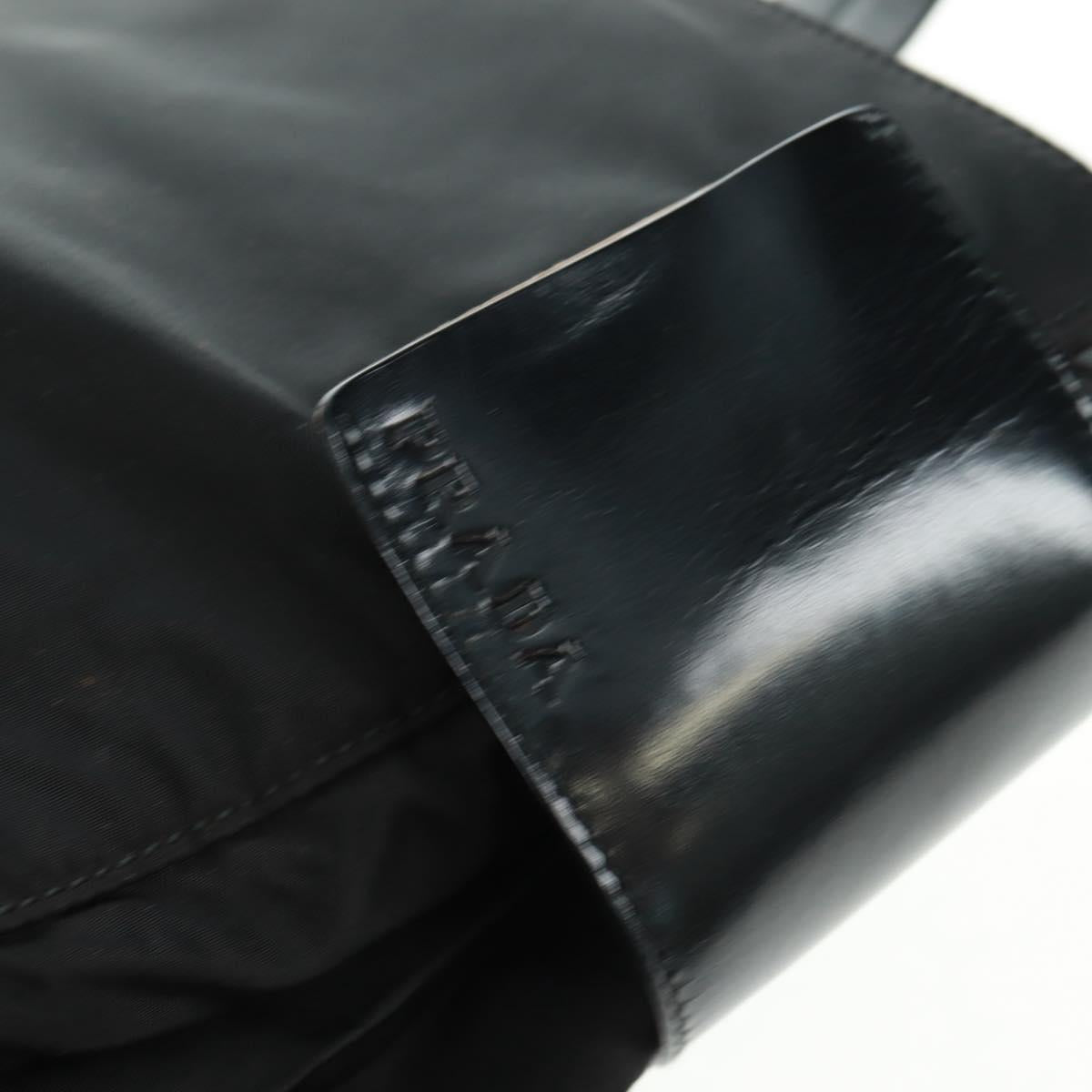 PRADA Tote Bag Nylon Black Silver Auth 160719