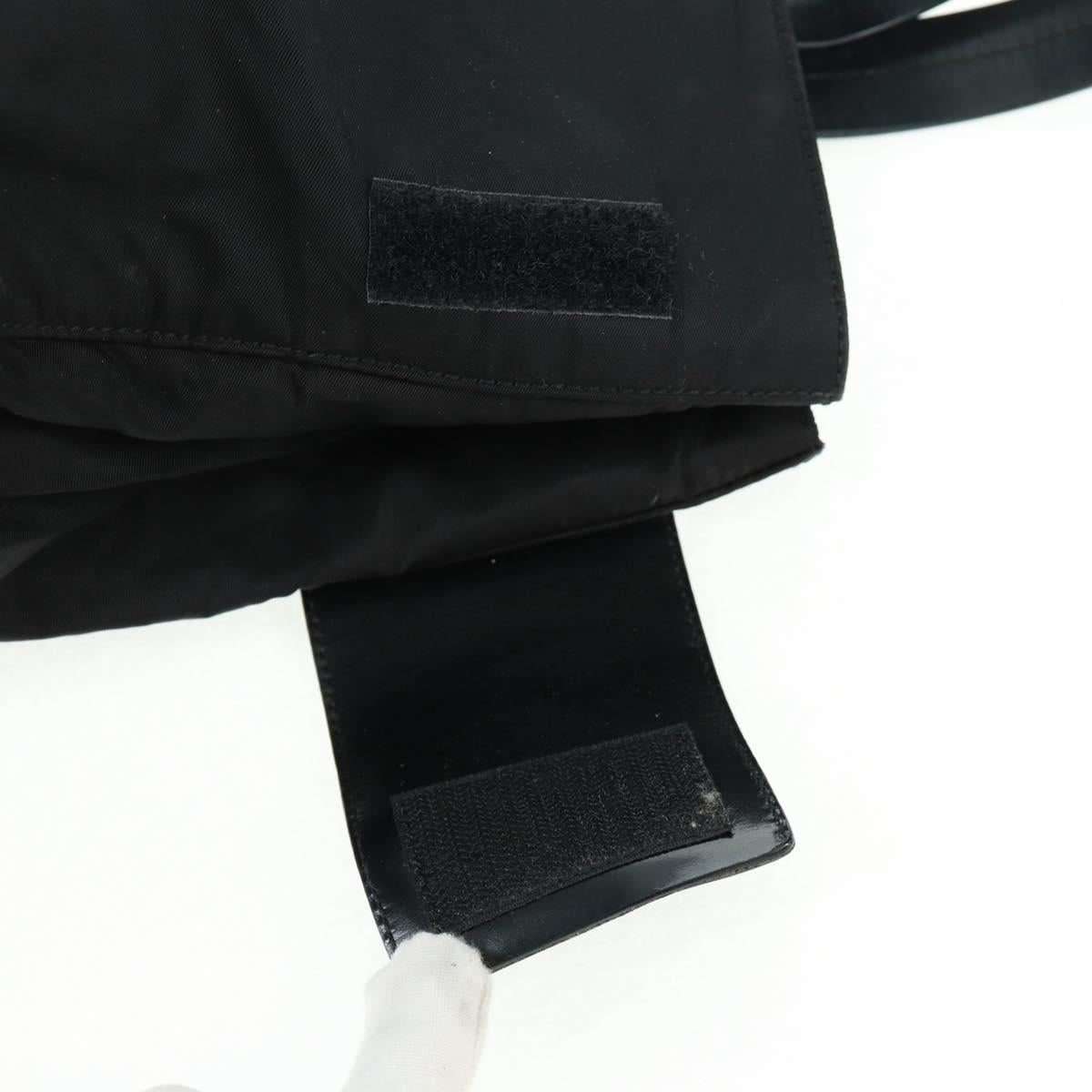 PRADA Tote Bag Nylon Black Silver Auth 160719