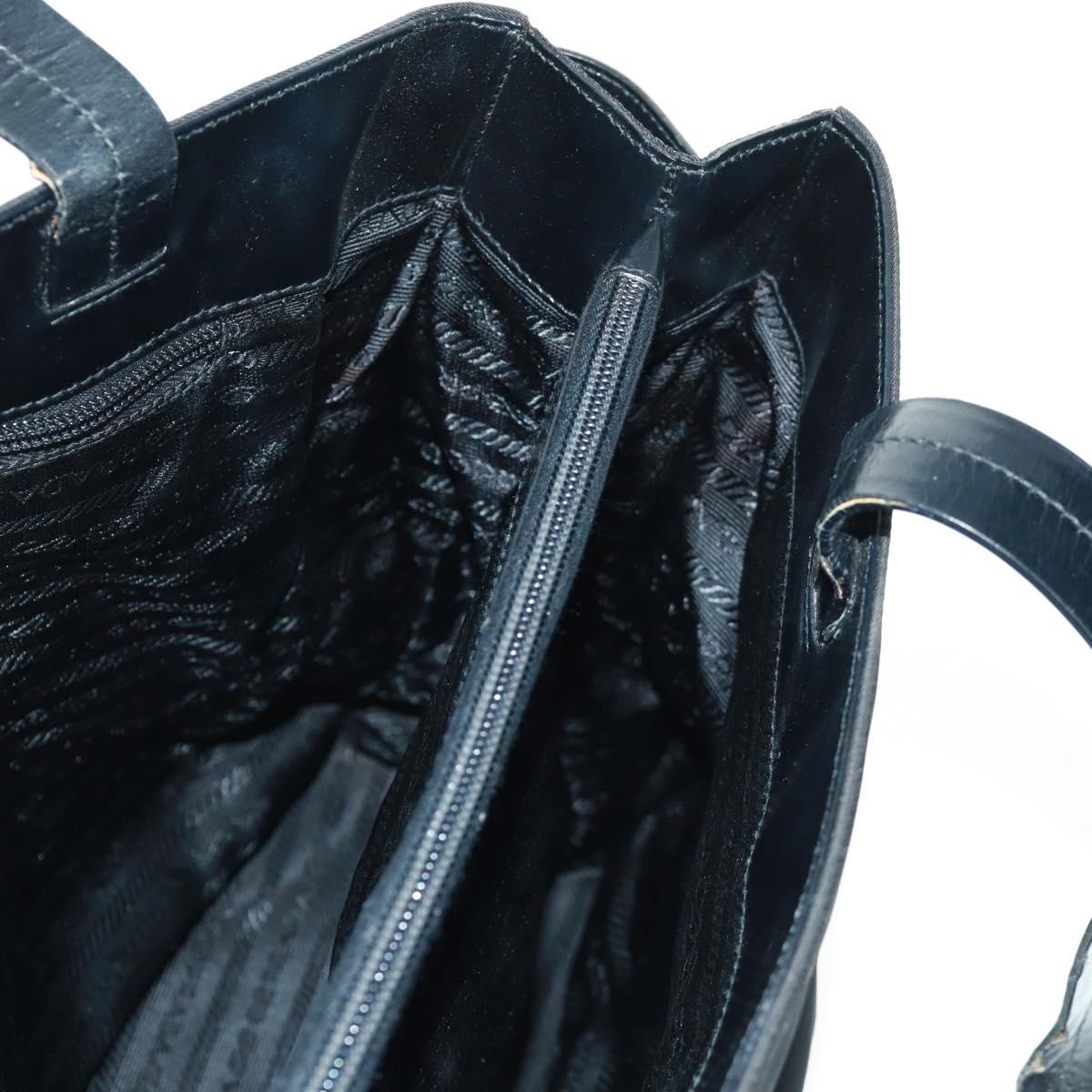 PRADA Tote Bag Nylon Black Silver Auth 160719