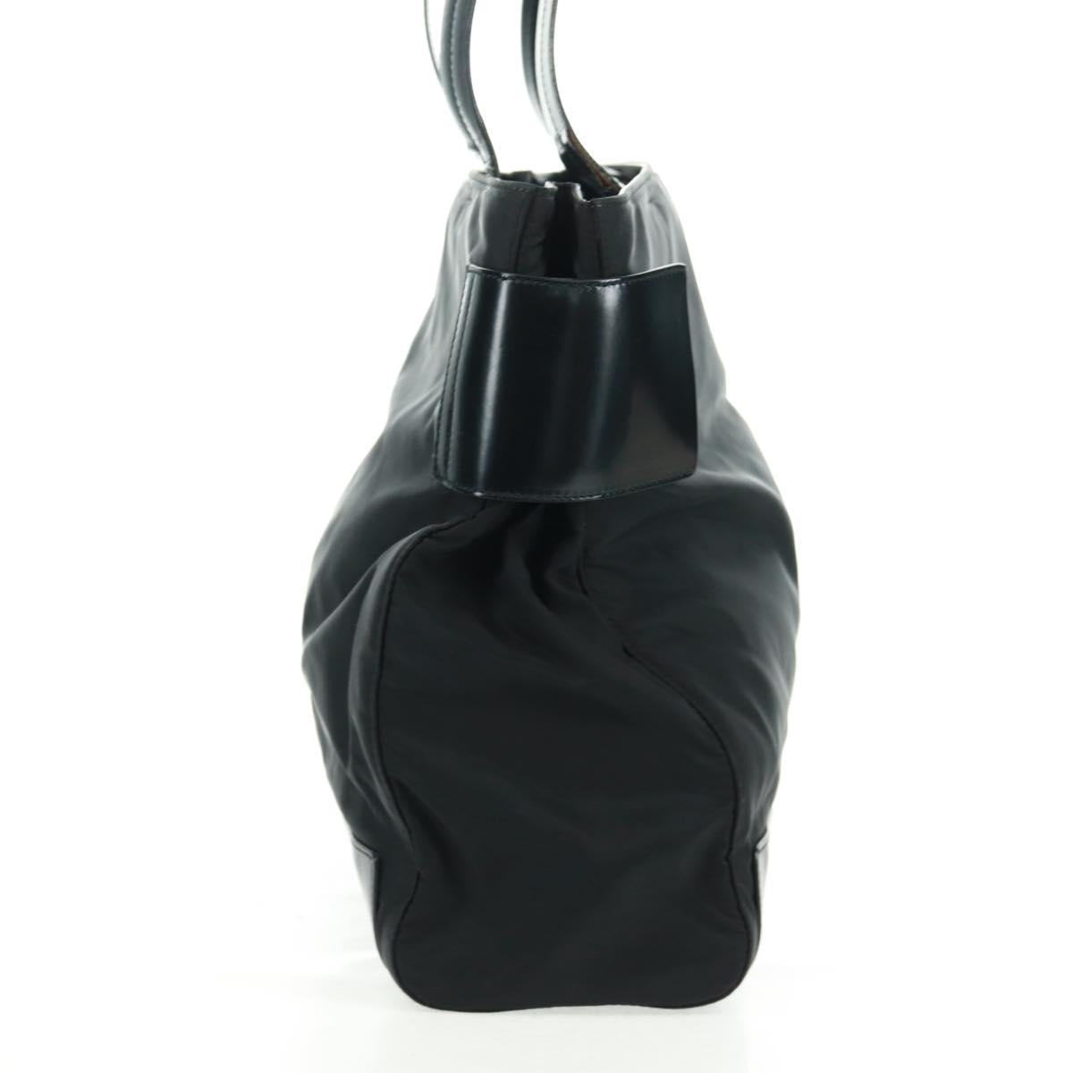 PRADA Tote Bag Nylon Black Silver Auth 160719