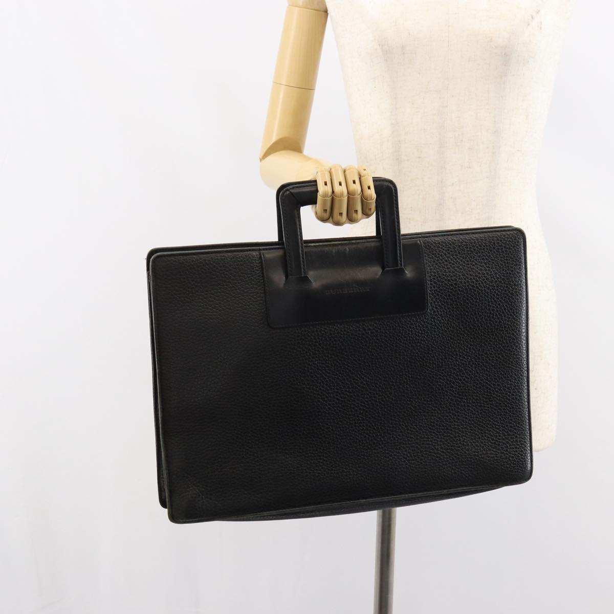 BURBERRY Business Bag Leather Black Auth 160724