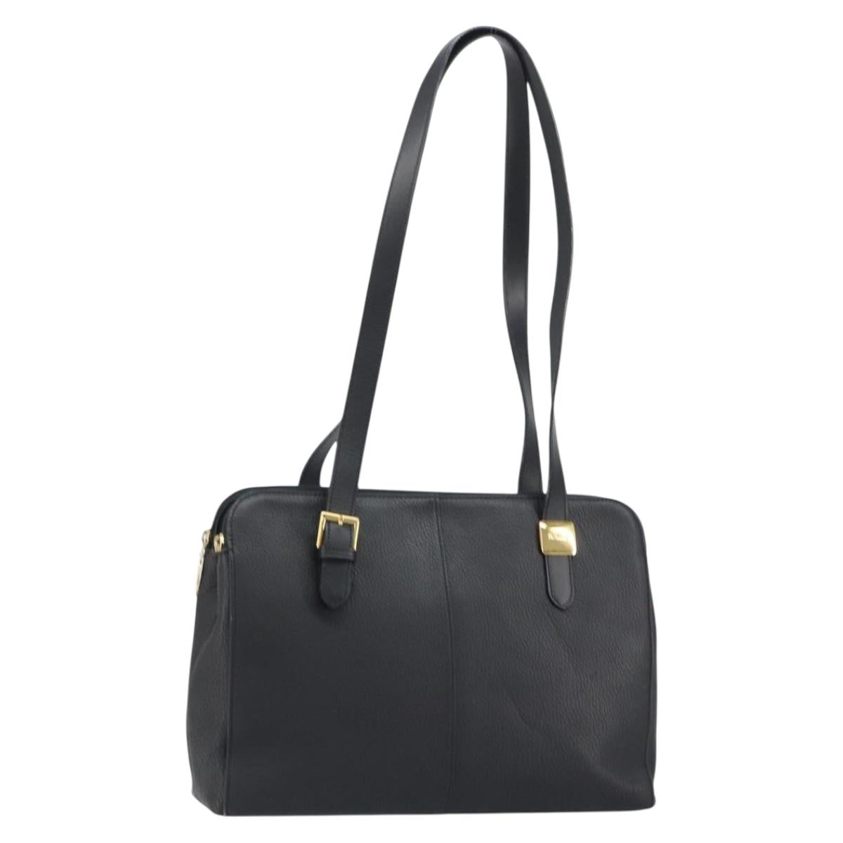 Burberrys Shoulder Bag Leather Black Gold Auth 160725