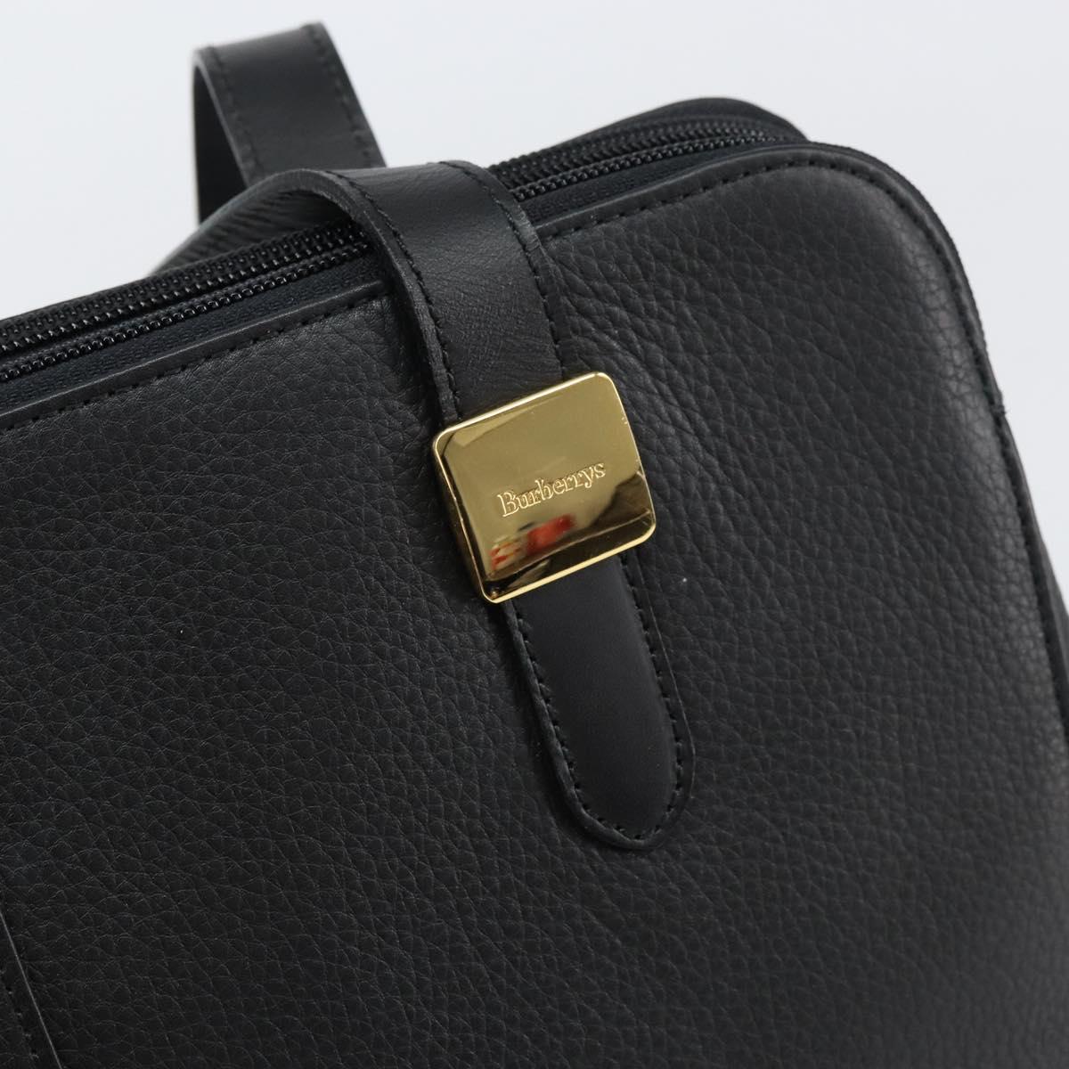 Burberrys Shoulder Bag Leather Black Gold Auth 160725