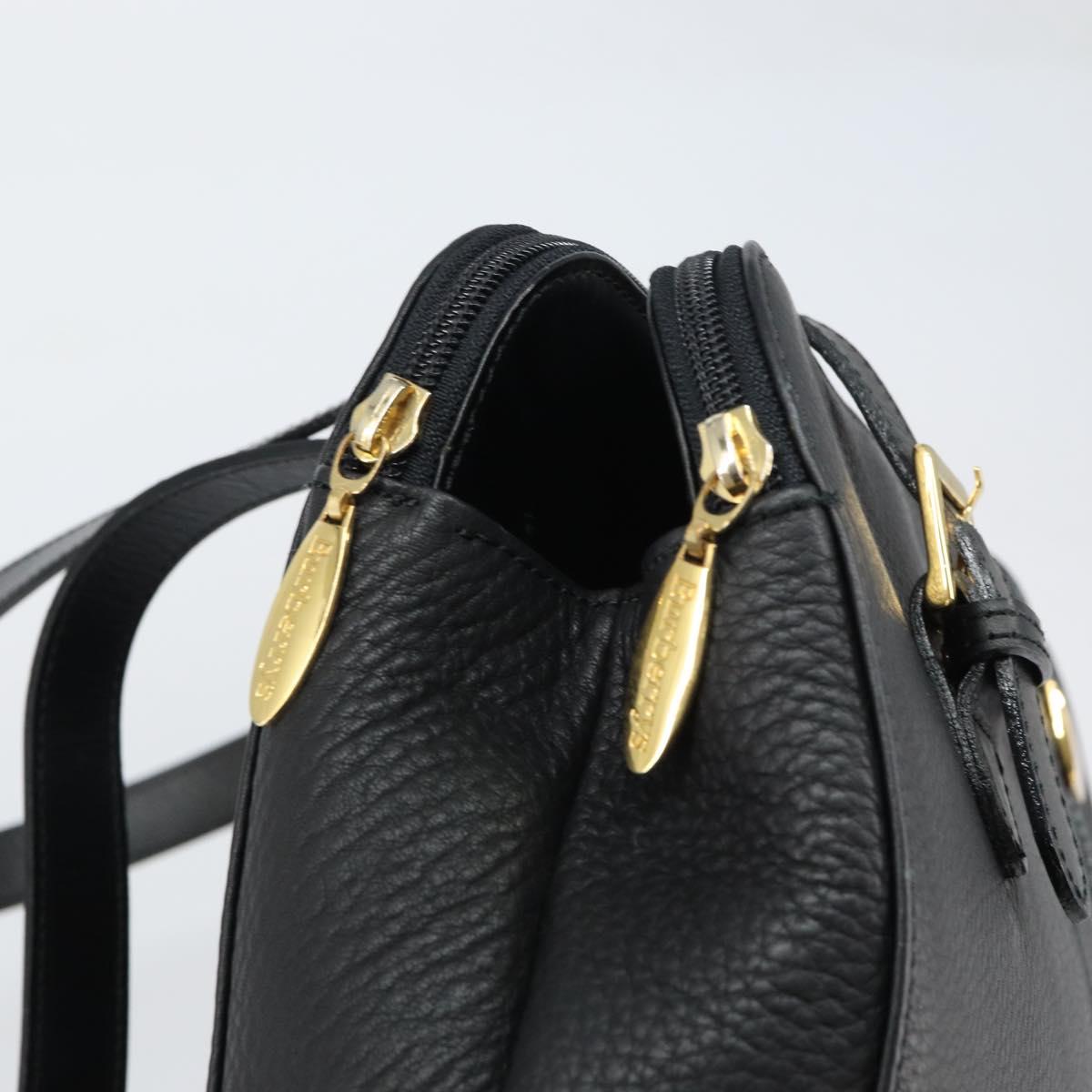 Burberrys Shoulder Bag Leather Black Gold Auth 160725