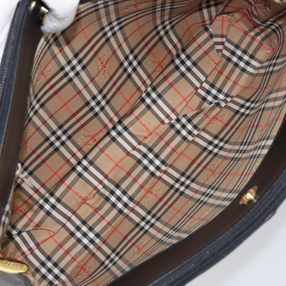Burberrys Shoulder Bag Leather Black Gold Auth 160725