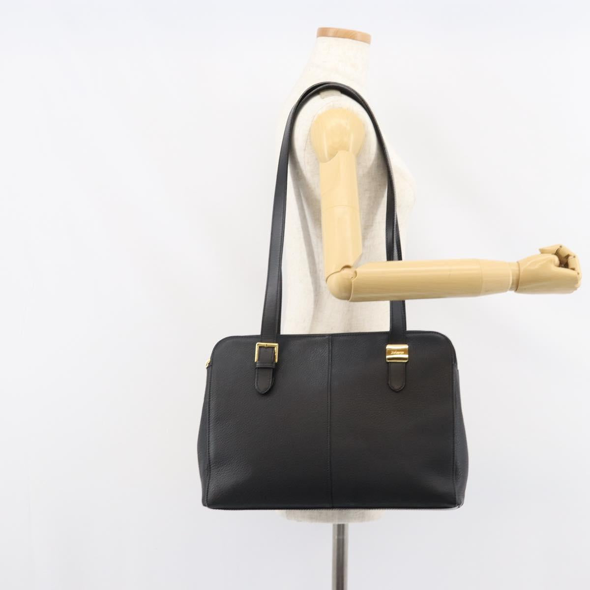 Burberrys Shoulder Bag Leather Black Gold Auth 160725