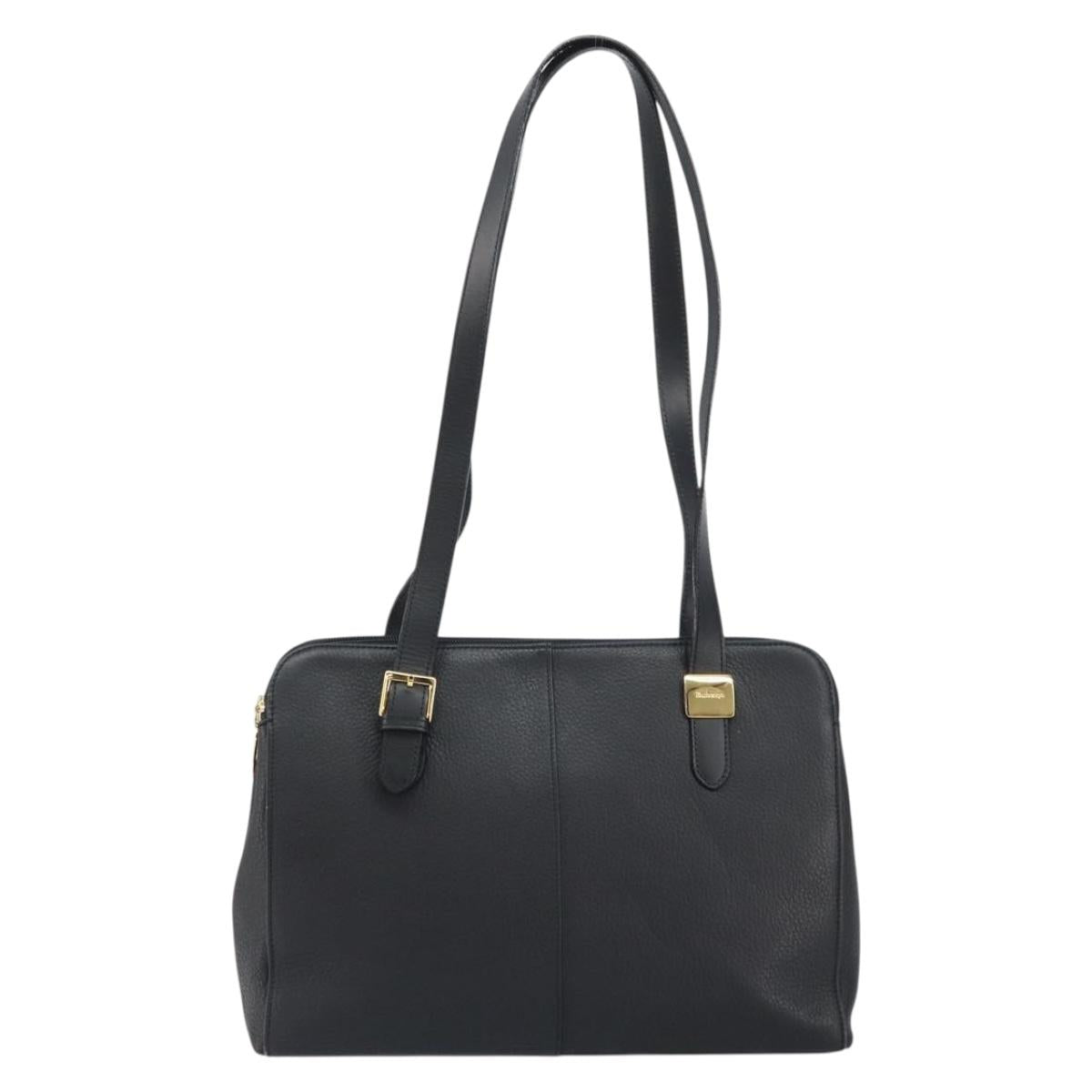 Burberrys Shoulder Bag Leather Black Gold Auth 160725