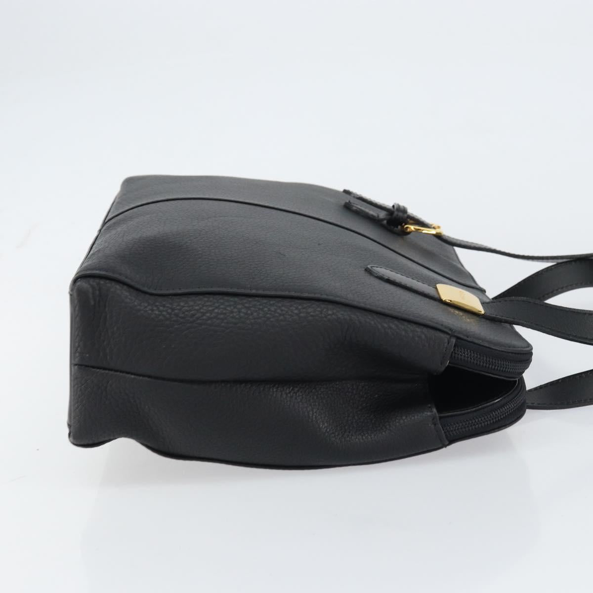 Burberrys Shoulder Bag Leather Black Gold Auth 160725