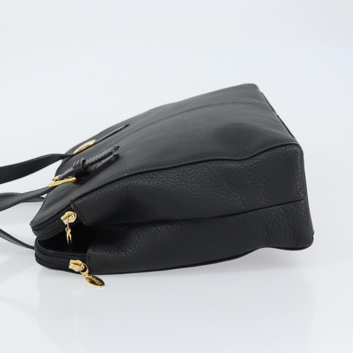 Burberrys Shoulder Bag Leather Black Gold Auth 160725