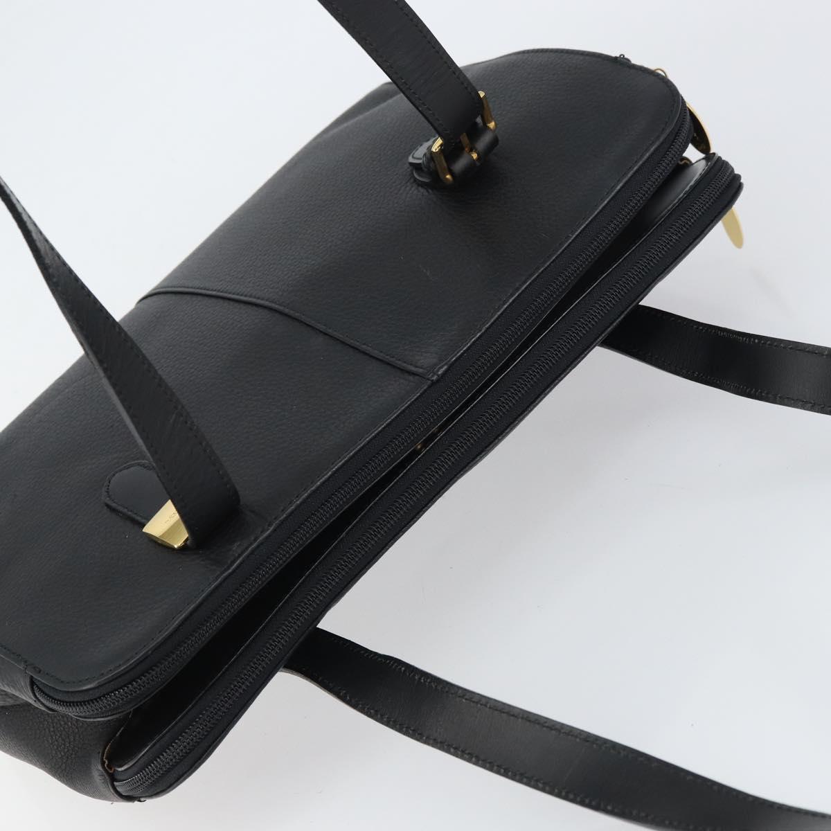 Burberrys Shoulder Bag Leather Black Gold Auth 160725