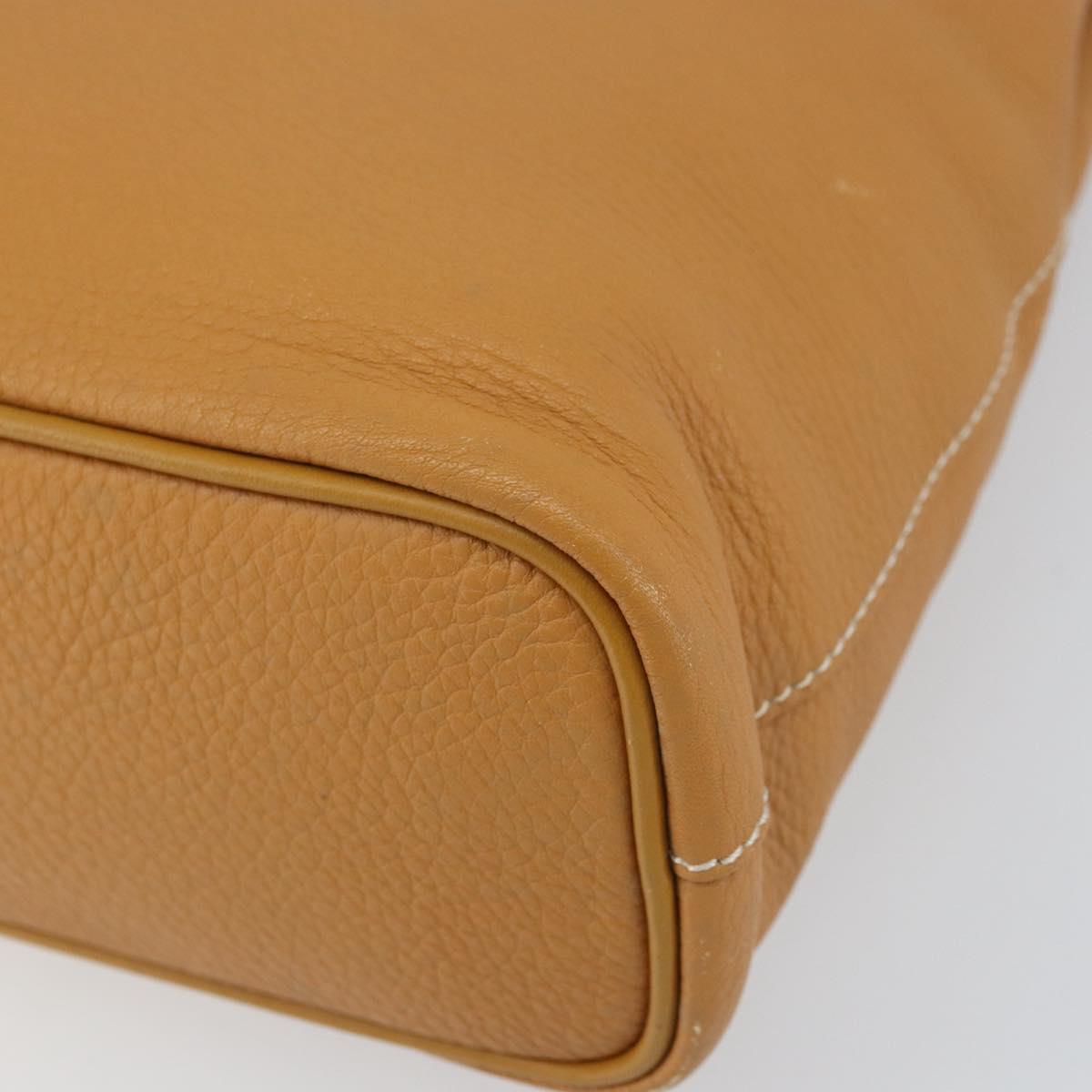 Burberrys Tote Bag Leather Beige Gold Auth 160726