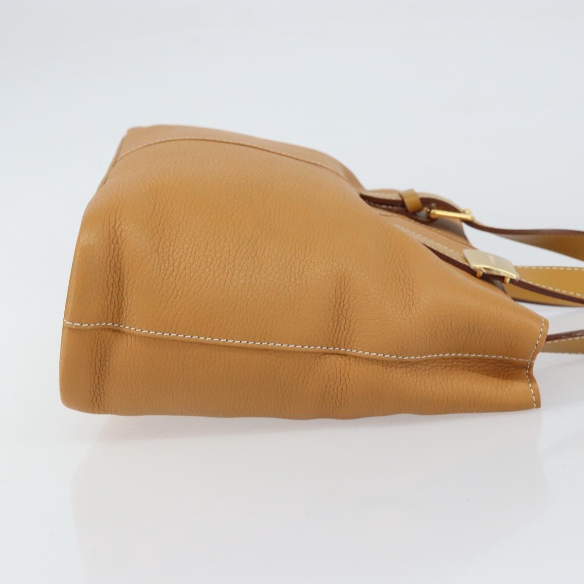 Burberrys Tote Bag Leather Beige Gold Auth 160726