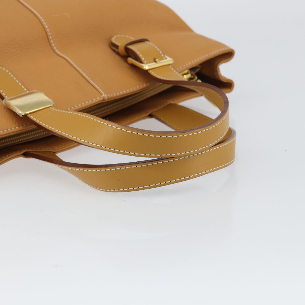 Burberrys Tote Bag Leather Beige Gold Auth 160726
