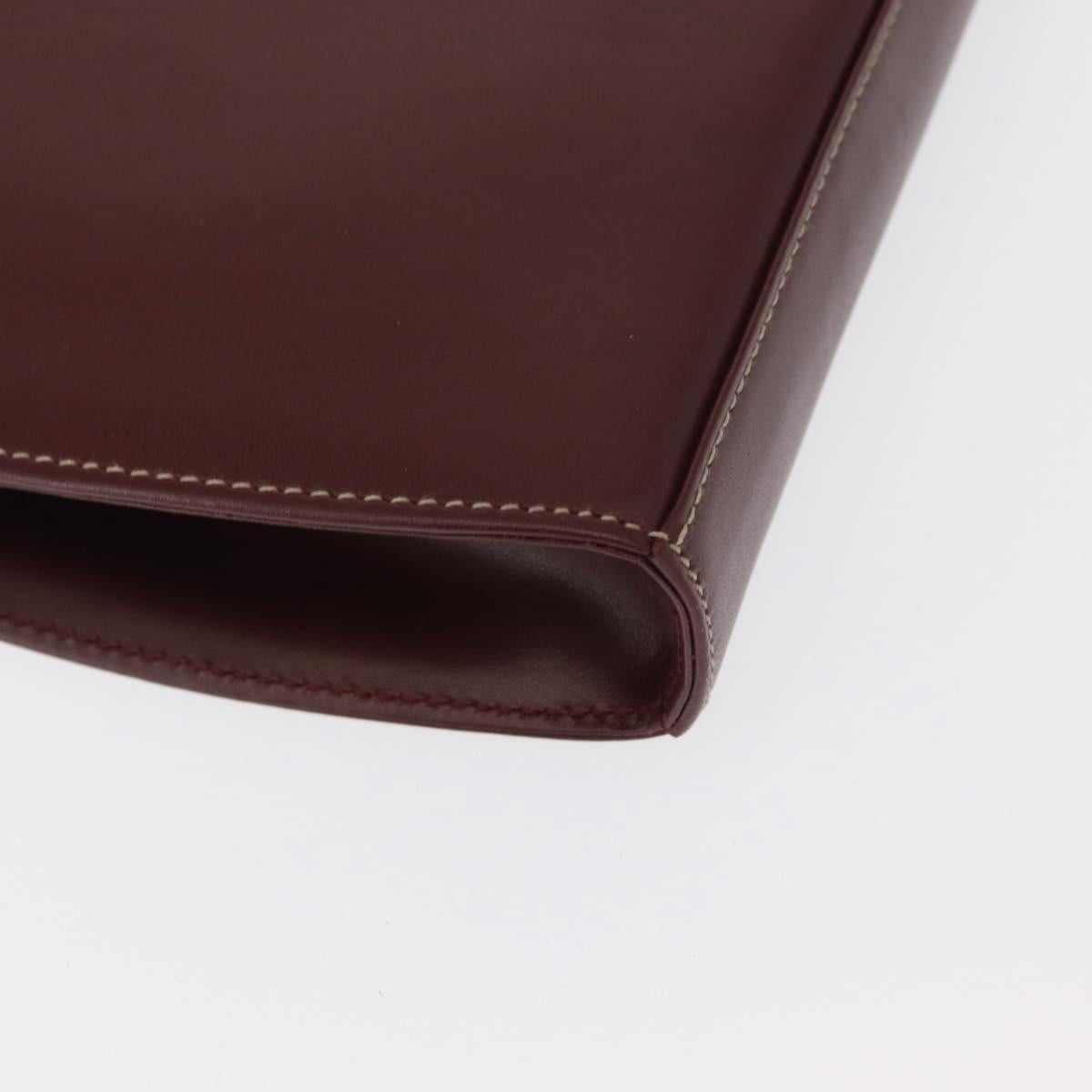 CARTIER Must Line Shoulder Bag Leather Bordeaux Gold Auth 160730