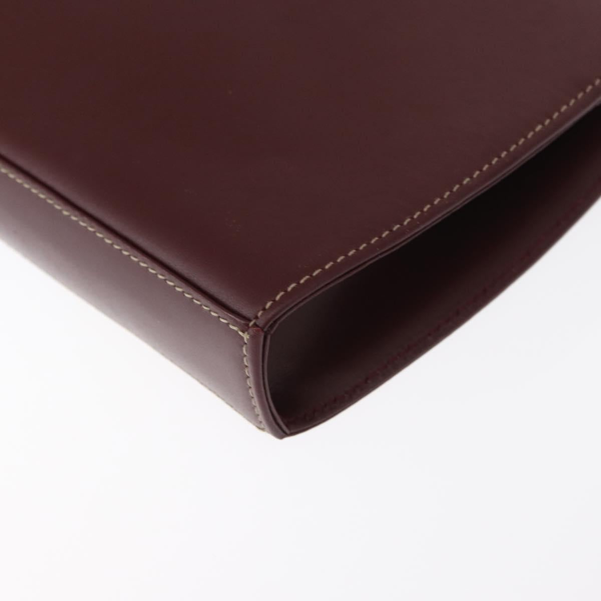 CARTIER Must Line Shoulder Bag Leather Bordeaux Gold Auth 160730