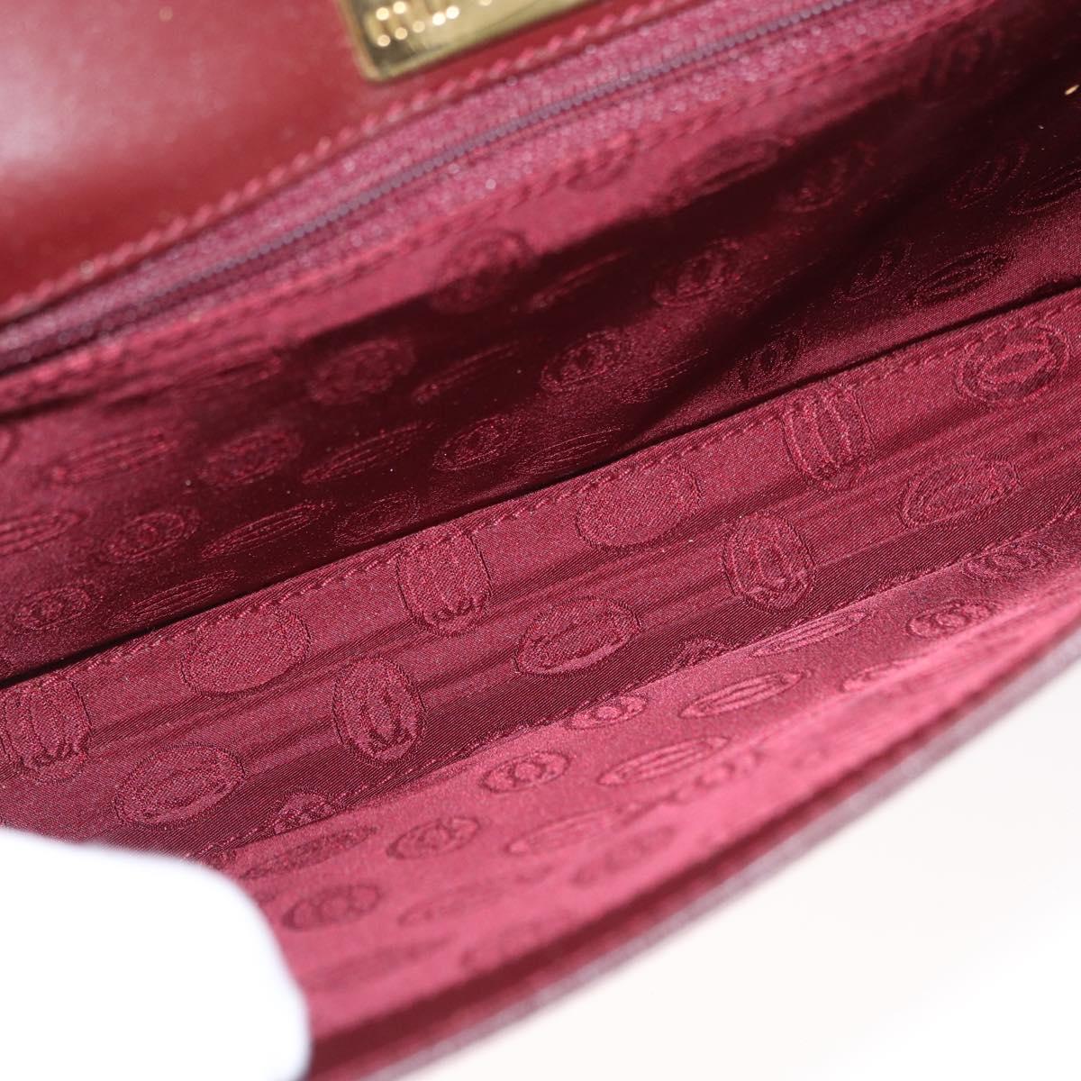 CARTIER Must Line Shoulder Bag Leather Bordeaux Gold Auth 160730