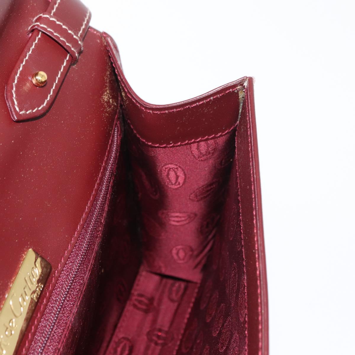 CARTIER Must Line Shoulder Bag Leather Bordeaux Gold Auth 160730