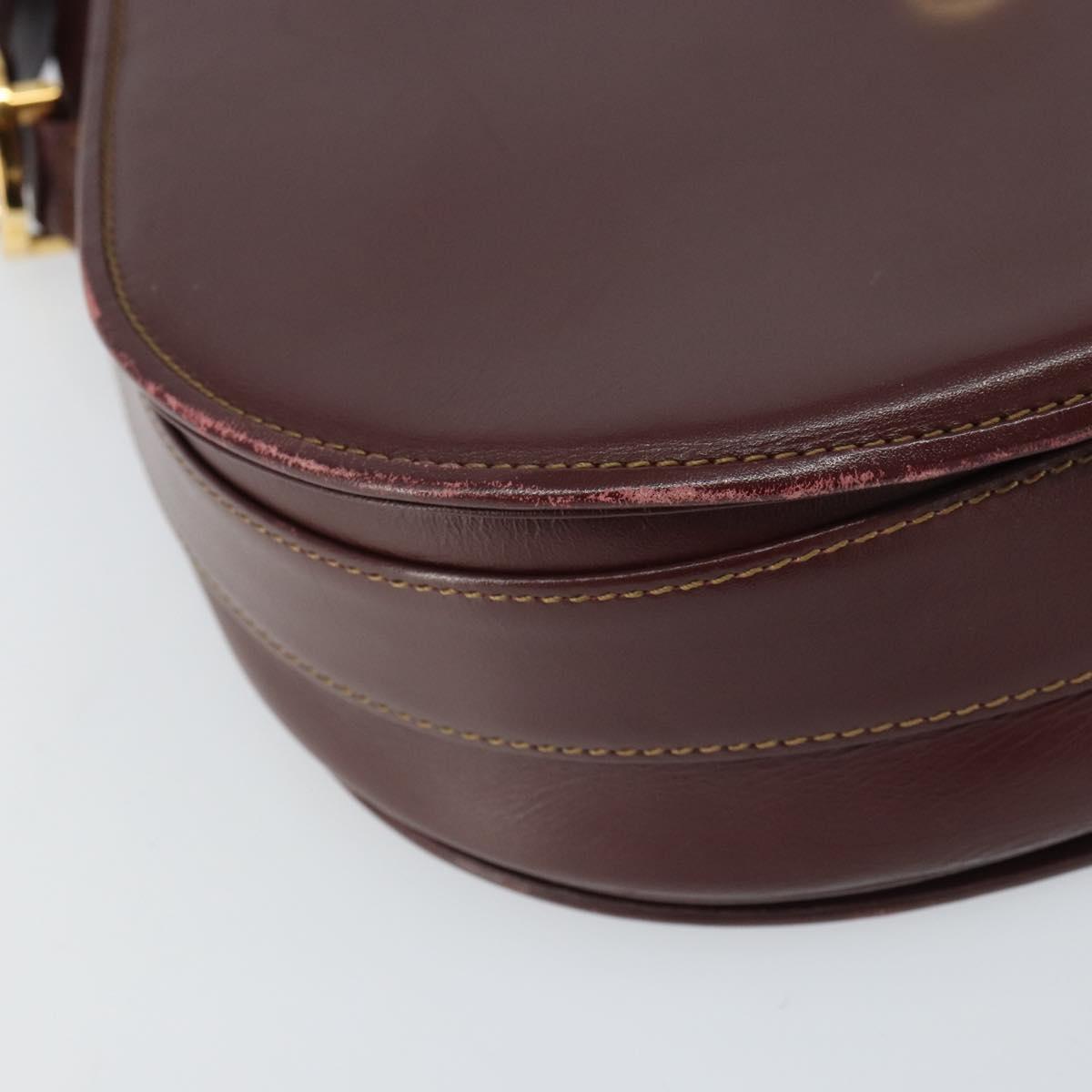 CARTIER Must Line Shoulder Bag Leather Bordeaux Gold Auth 160731