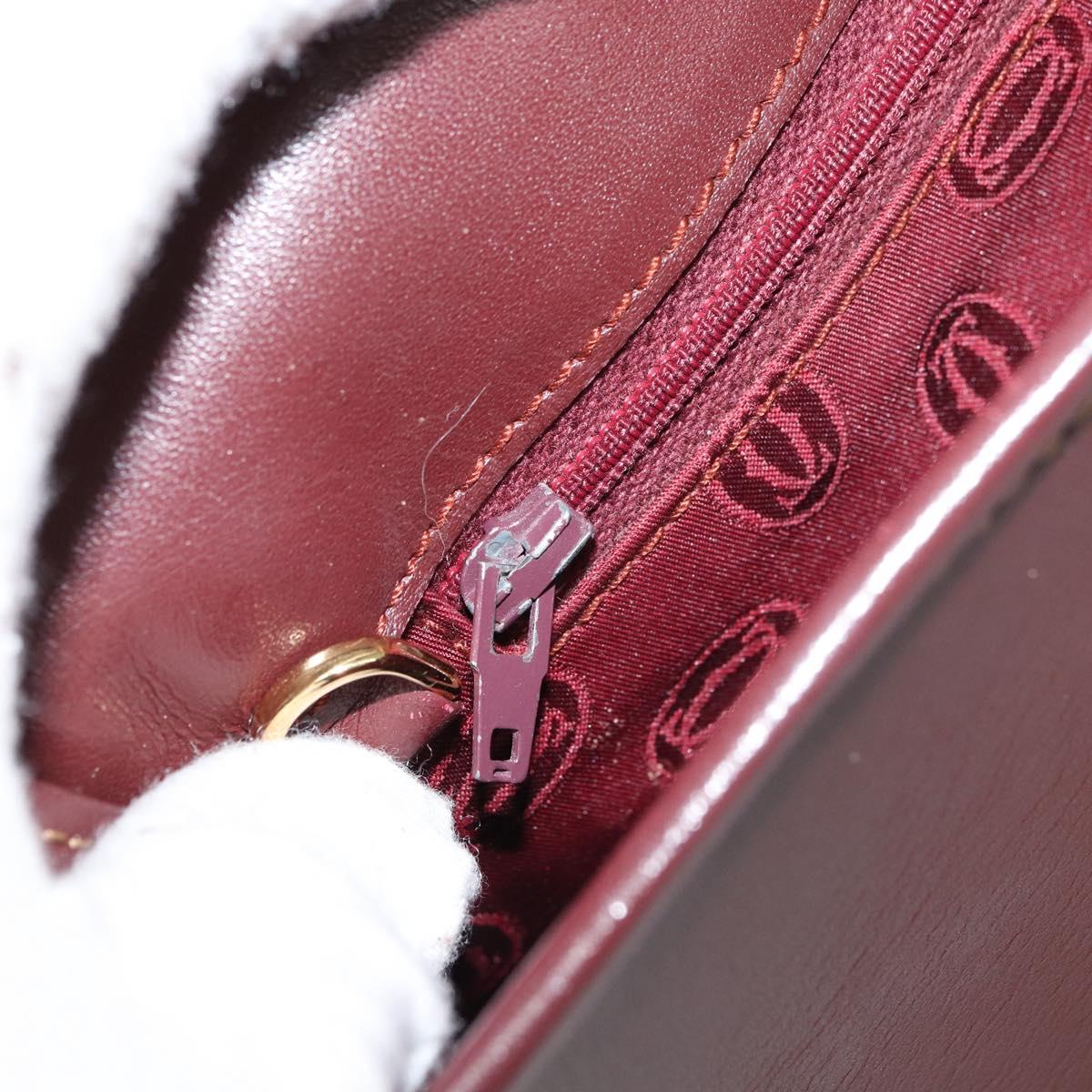 CARTIER Must Line Shoulder Bag Leather Bordeaux Gold Auth 160731