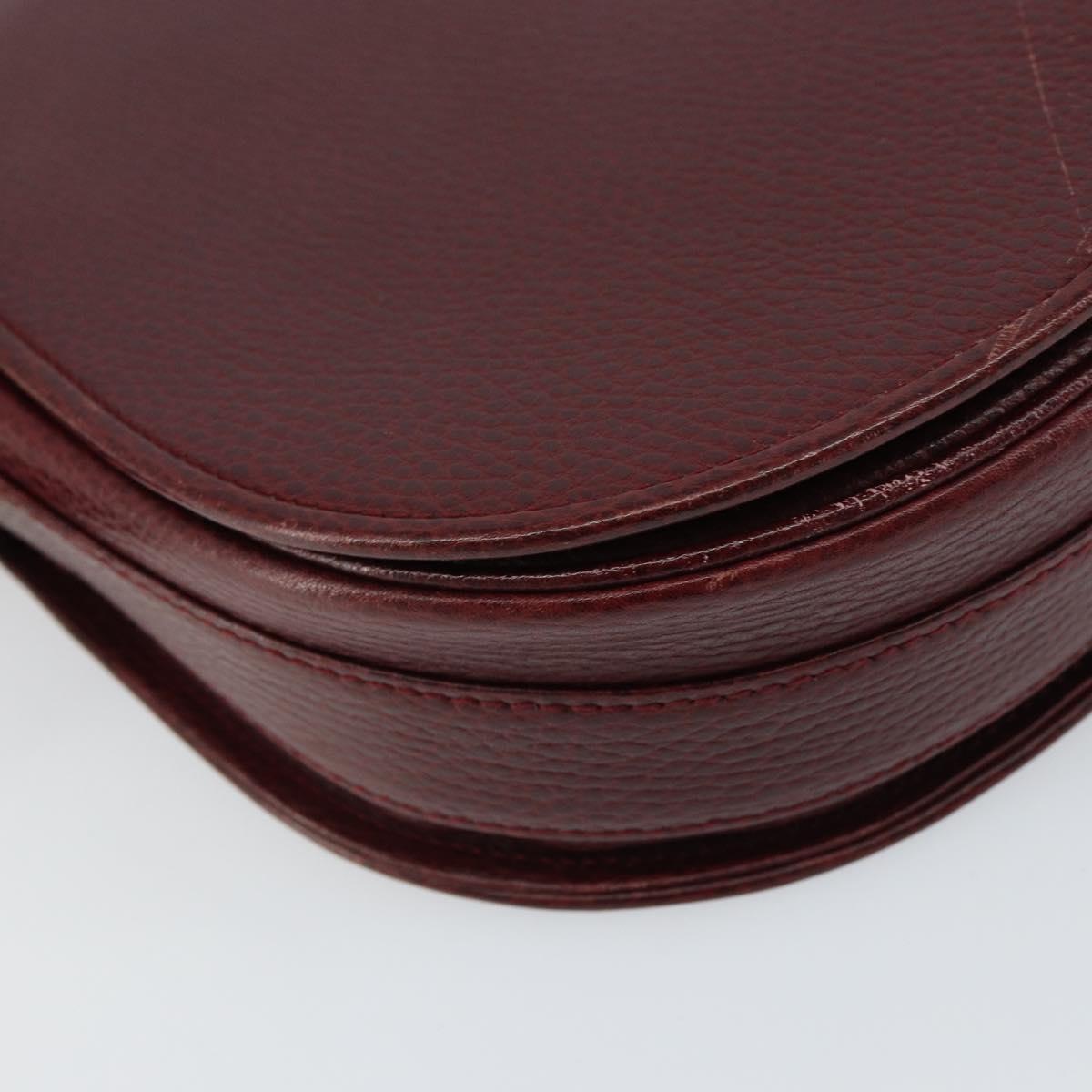CARTIER Shoulder Bag Leather Bordeaux Gold Auth 160732