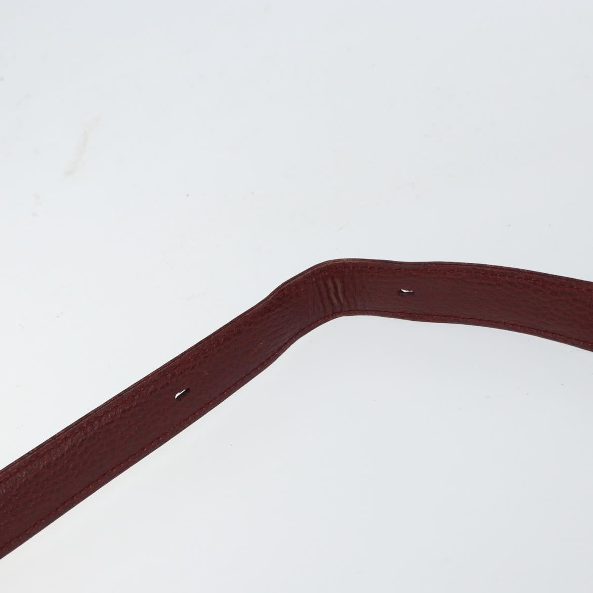 CARTIER Shoulder Bag Leather Bordeaux Gold Auth 160732