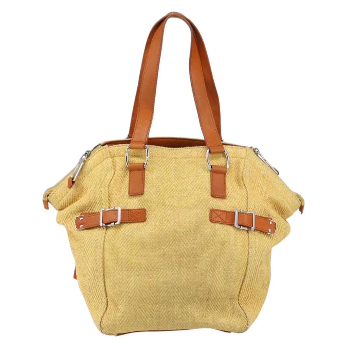 SAINT LAURENT Tote Bag Canvas Beige Silver 203820 Auth 160733
