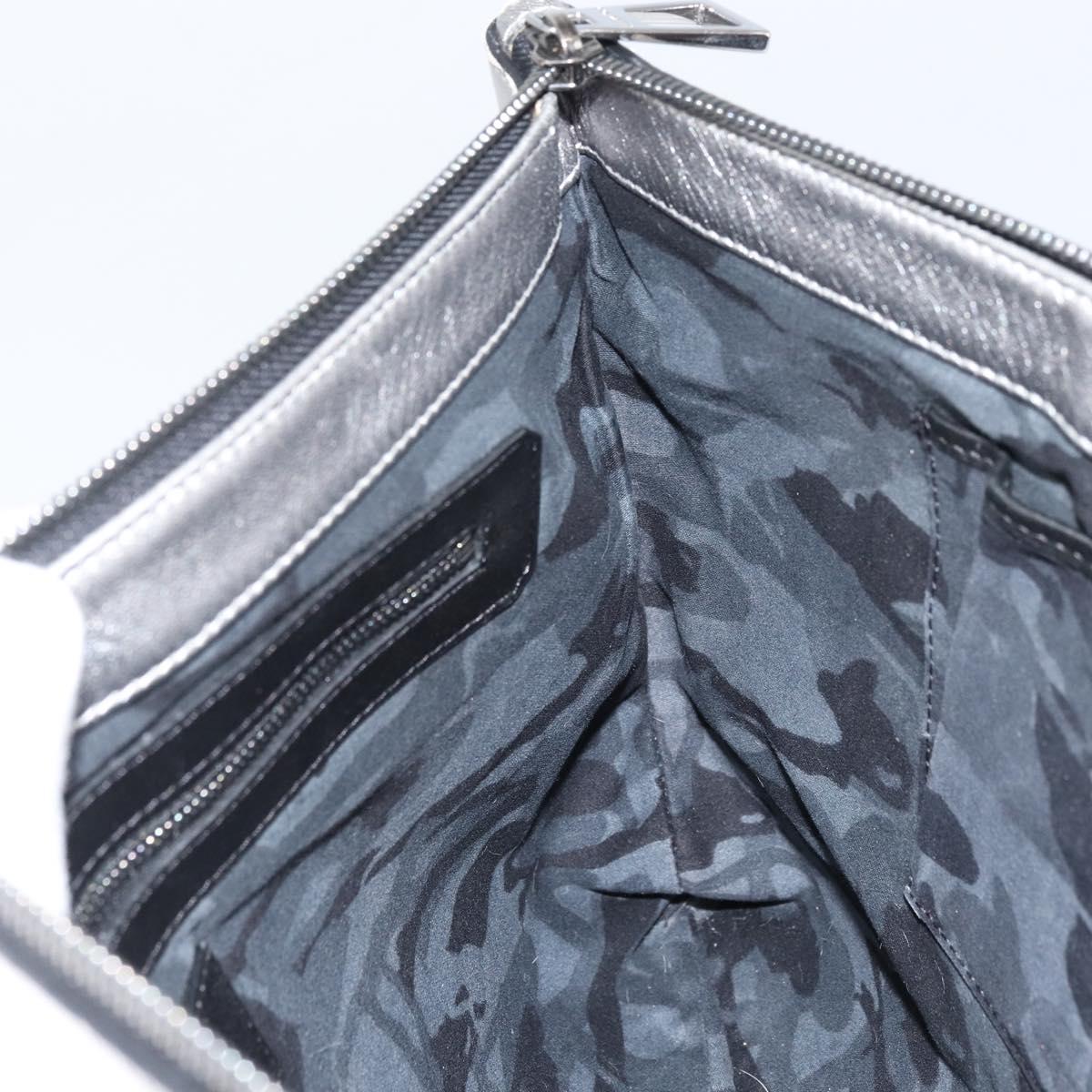 Jimmy Choo Studs Clutch Bag Leather Silver Auth 160738