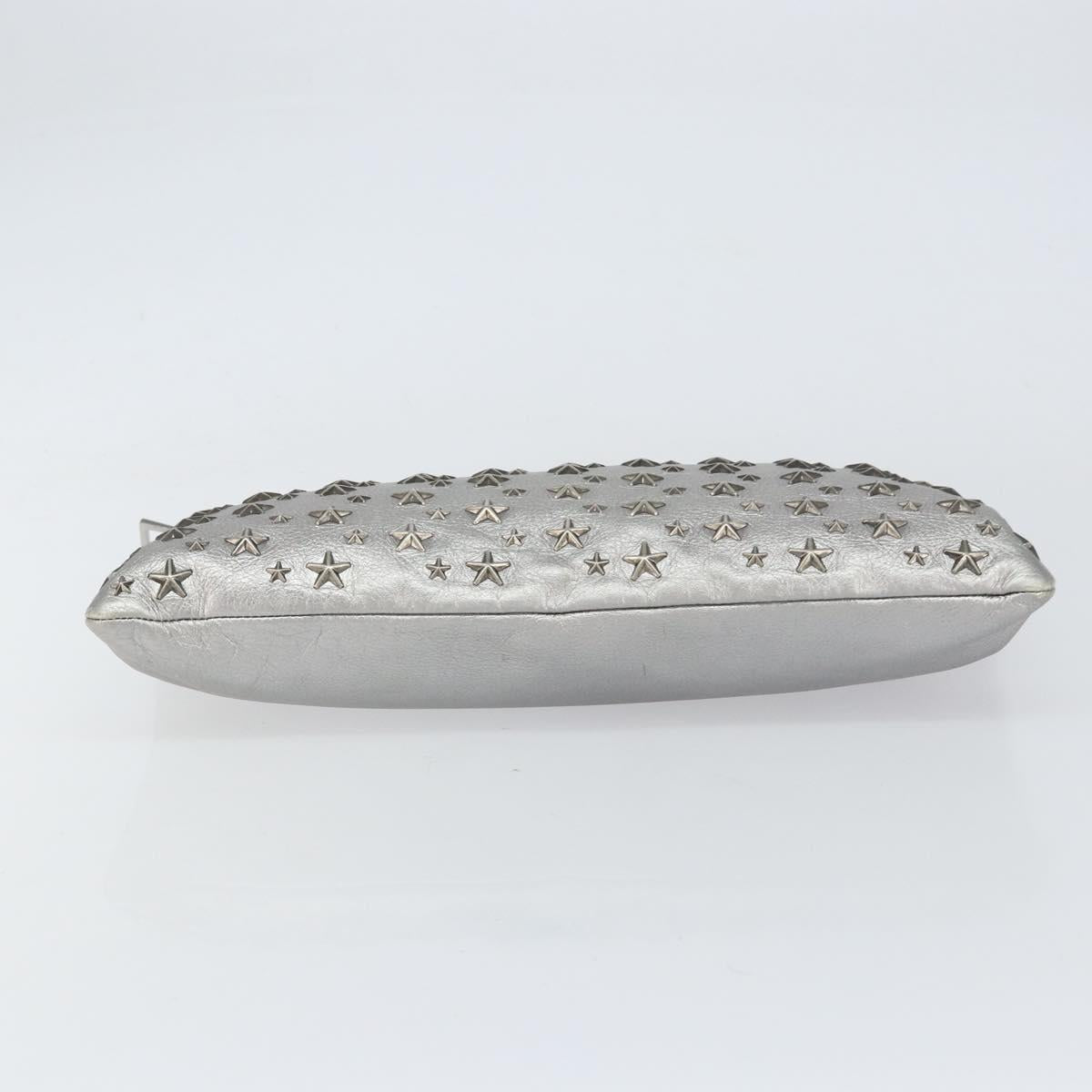 Jimmy Choo Studs Clutch Bag Leather Silver Auth 160738