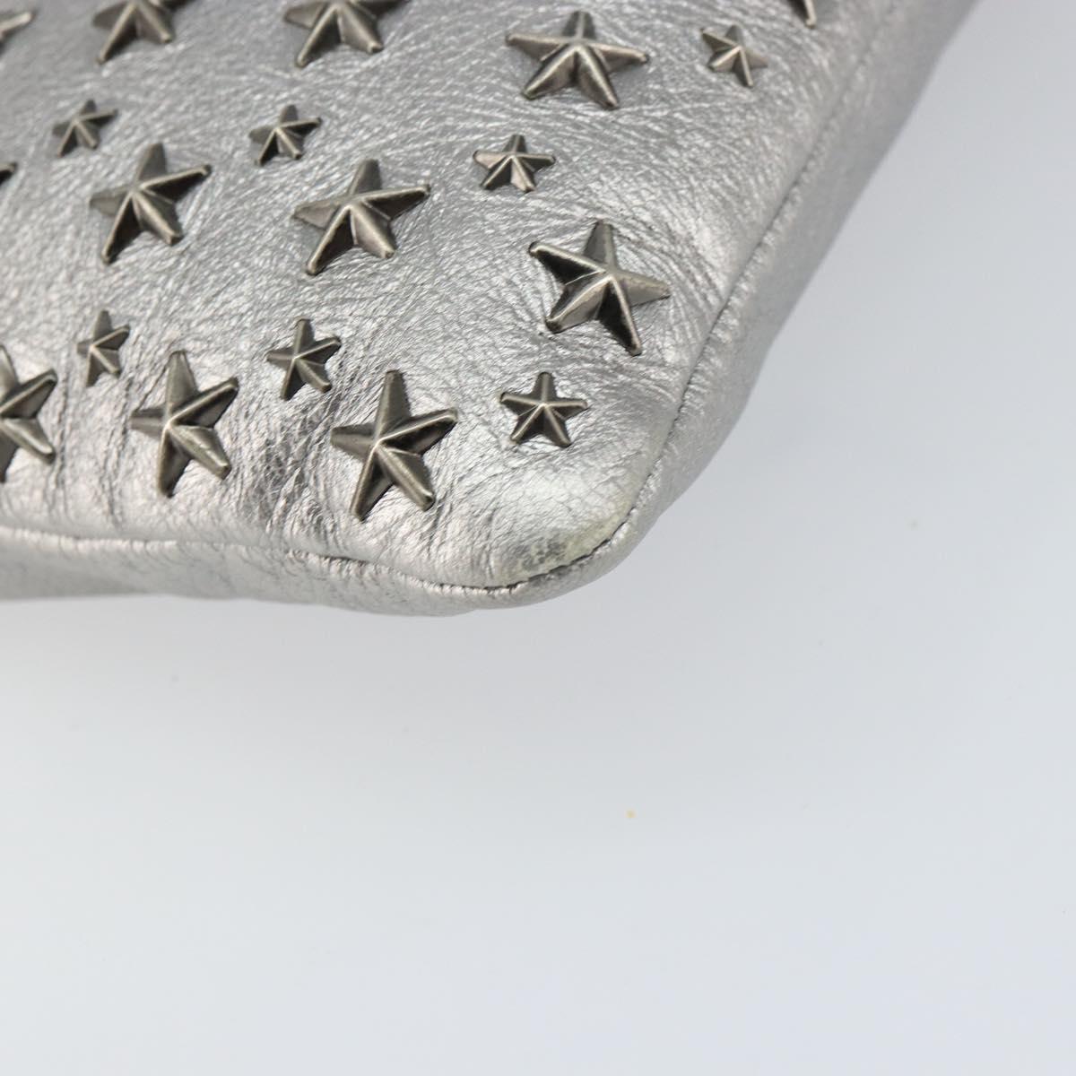 Jimmy Choo Studs Clutch Bag Leather Silver Auth 160738