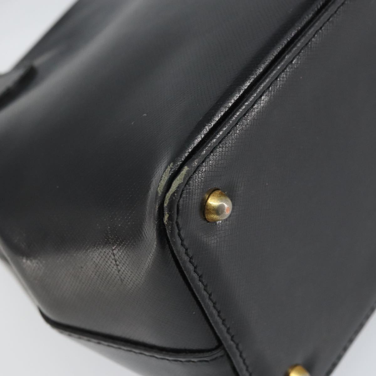 VERSACE Hand Bag Leather Black Gold Auth 160742