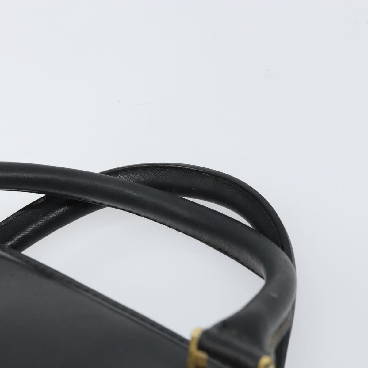 VERSACE Hand Bag Leather Black Gold Auth 160742