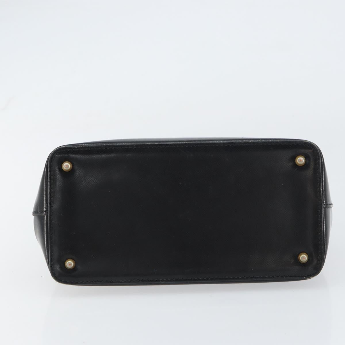 VERSACE Hand Bag Leather Black Gold Auth 160742