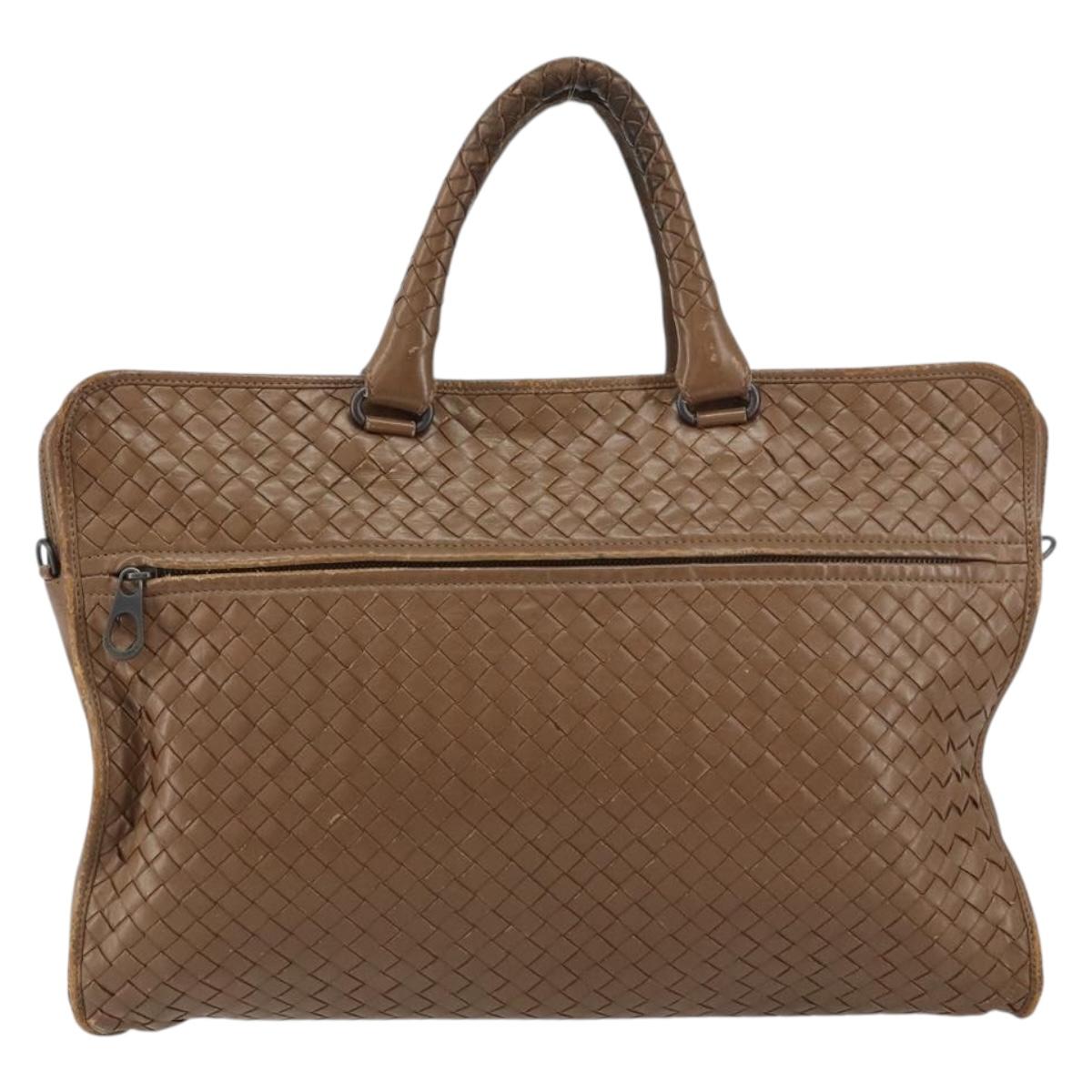 BOTTEGA VENETA INTRECCIATO Business Bag Leather Brown Auth 160744