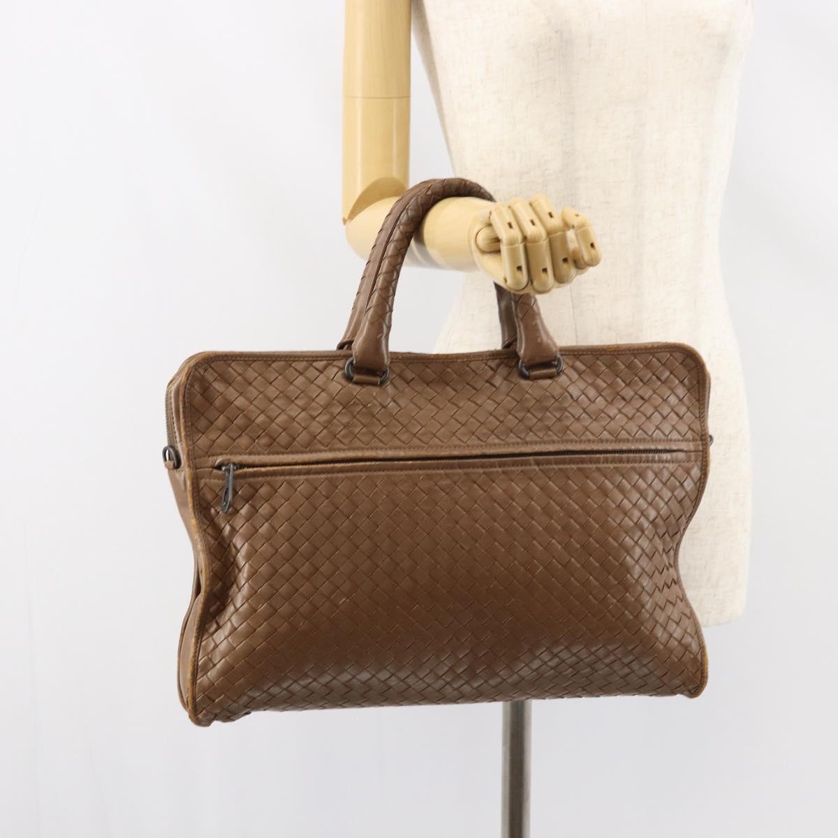BOTTEGA VENETA INTRECCIATO Business Bag Leather Brown Auth 160744