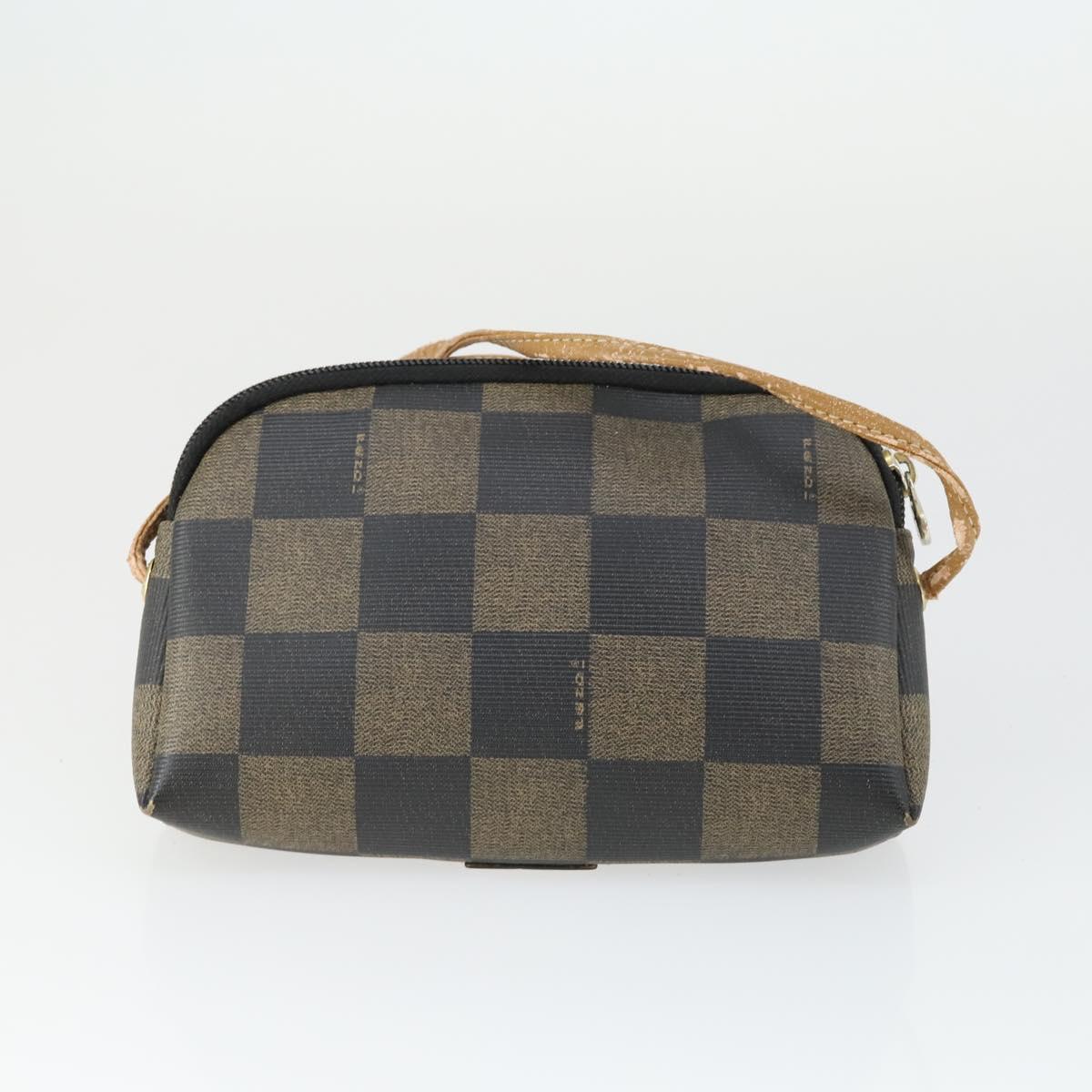 FENDI Pecan Canvas Bag Coated canvas nylon 4 Set Black Brown Auth 160746