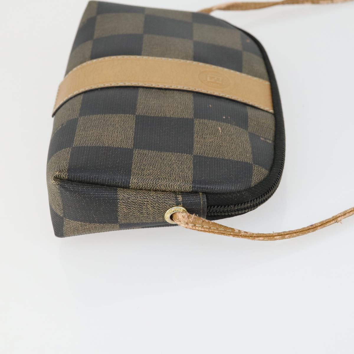 FENDI Pecan Canvas Bag Coated canvas nylon 4 Set Black Brown Auth 160746