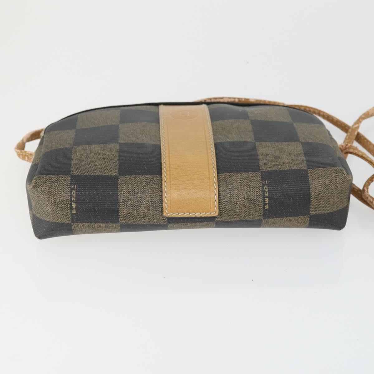 FENDI Pecan Canvas Bag Coated canvas nylon 4 Set Black Brown Auth 160746