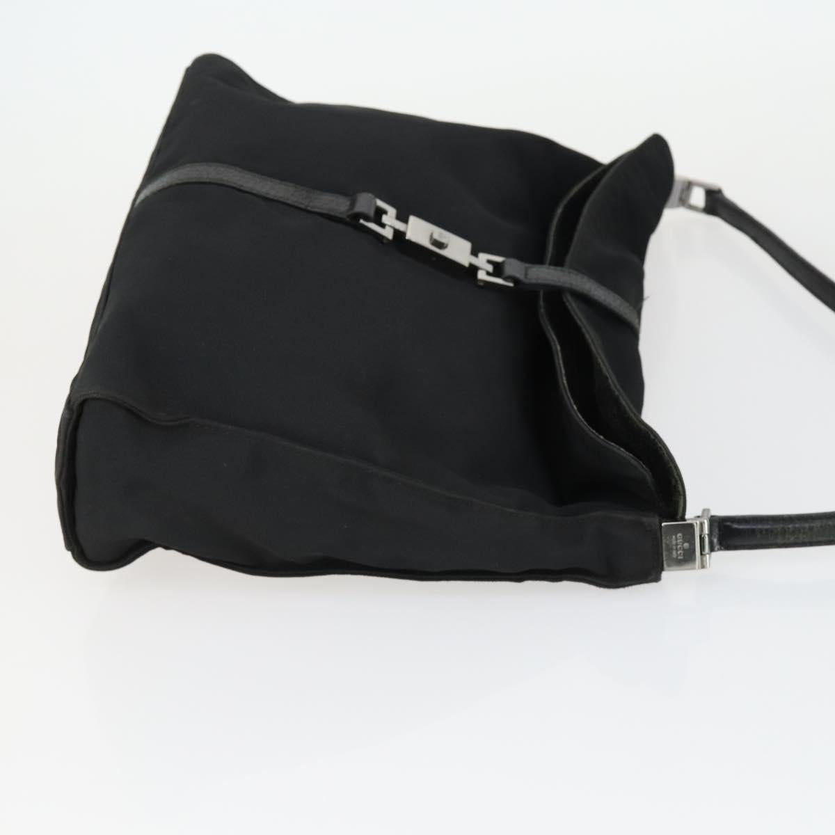 GUCCI Shoulder Bag Canvas Satin Leather 5 Set Black Auth 160747