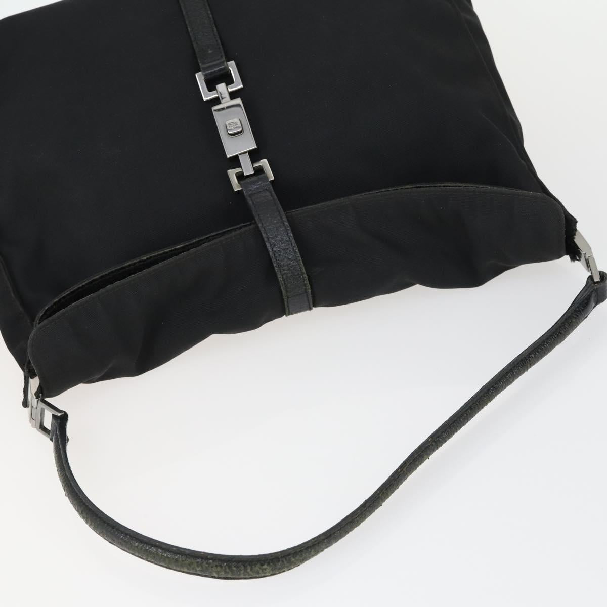 GUCCI Shoulder Bag Canvas Satin Leather 5 Set Black Auth 160747