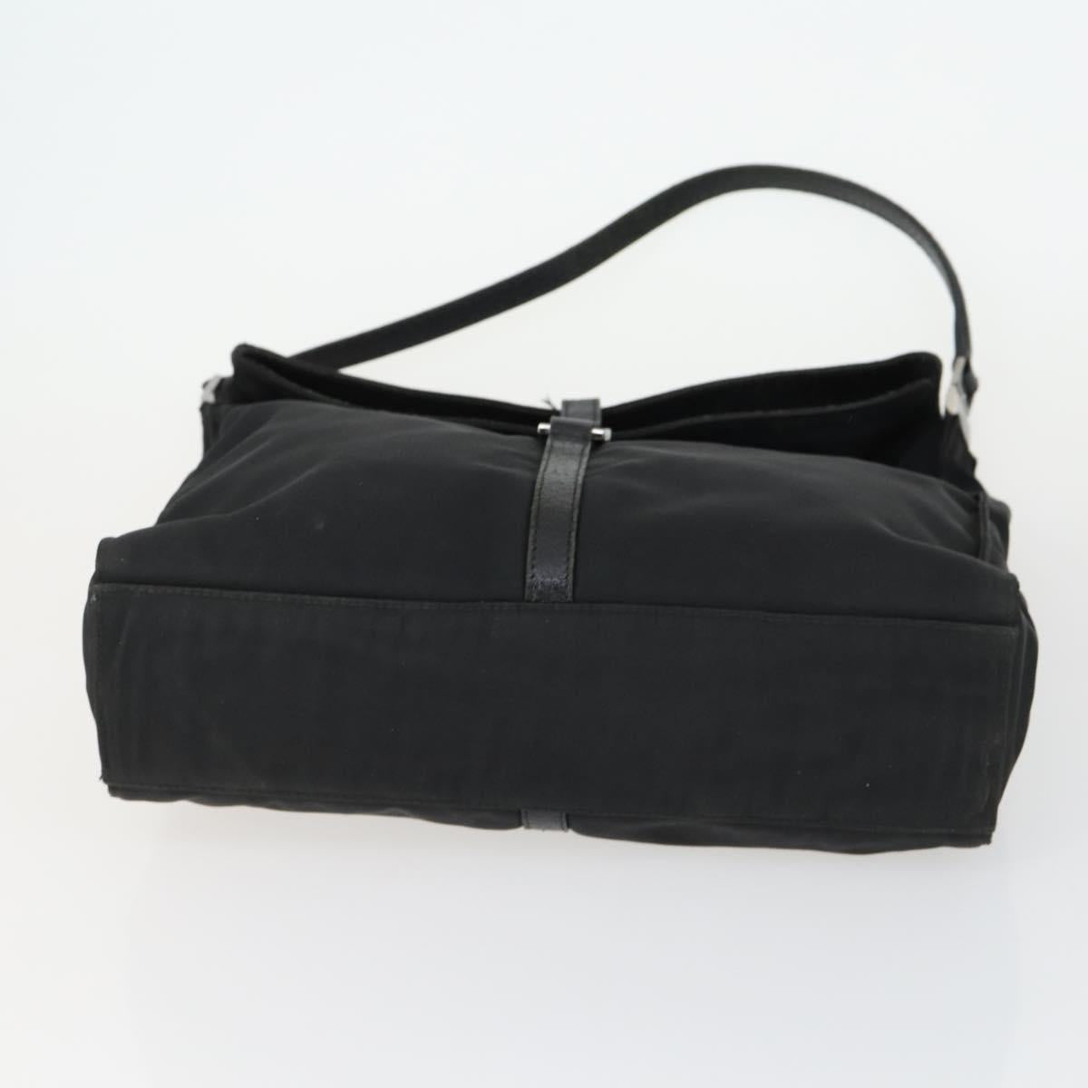 GUCCI Shoulder Bag Canvas Satin Leather 5 Set Black Auth 160747