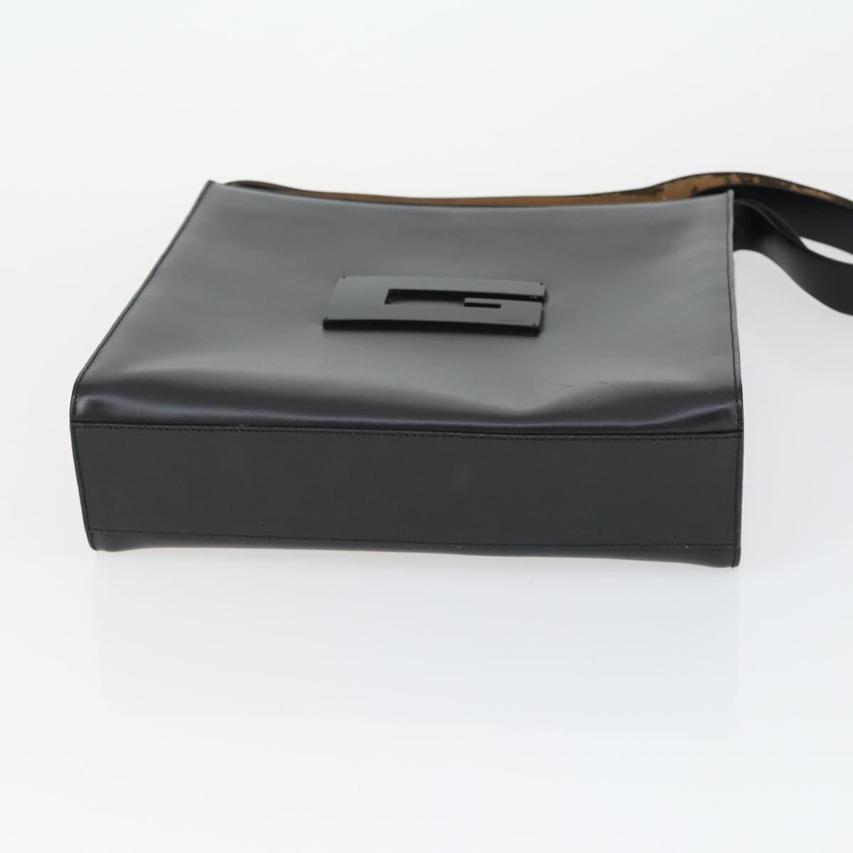 GUCCI Shoulder Bag Canvas Satin Leather 5 Set Black Auth 160747