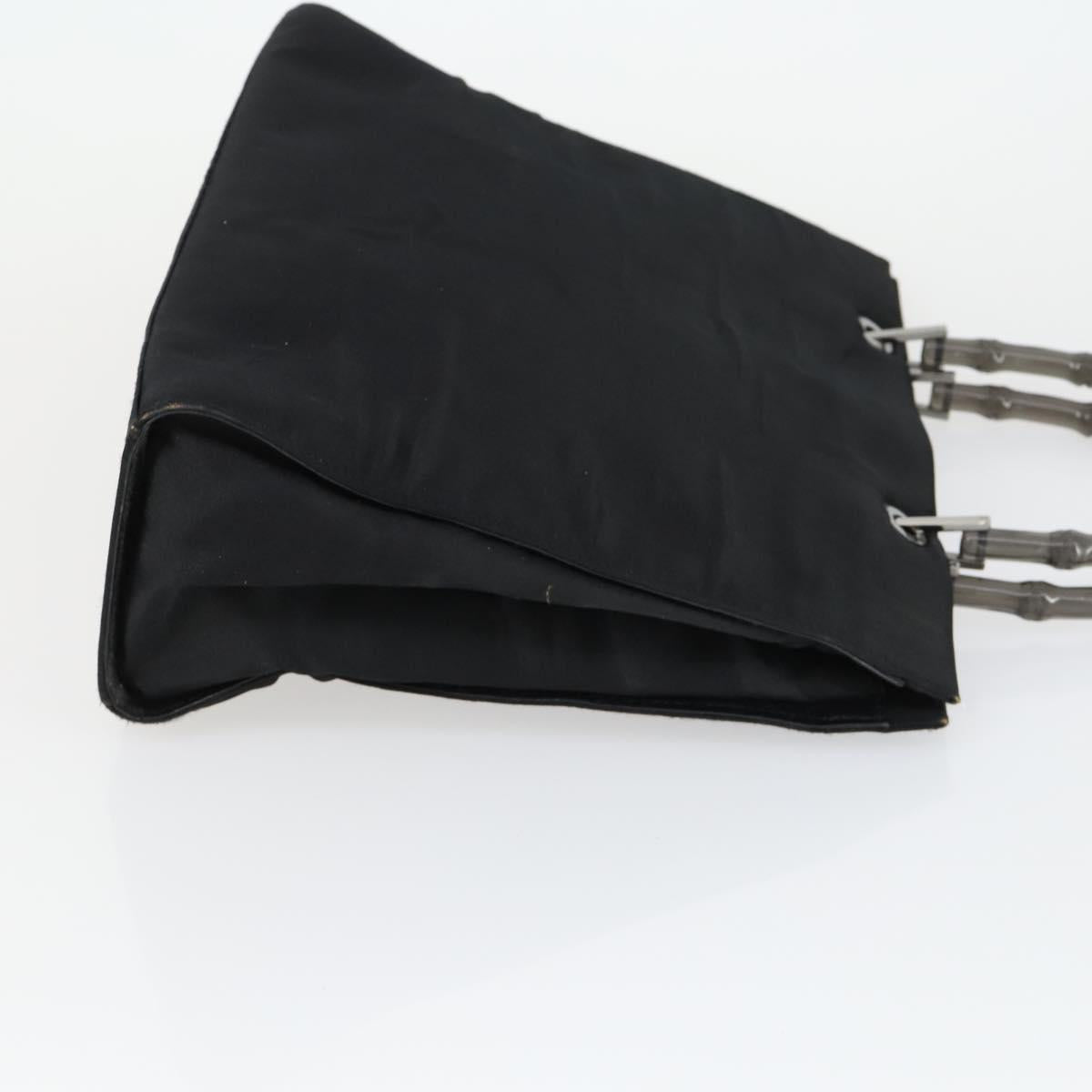 GUCCI Shoulder Bag Canvas Satin Leather 5 Set Black Auth 160747