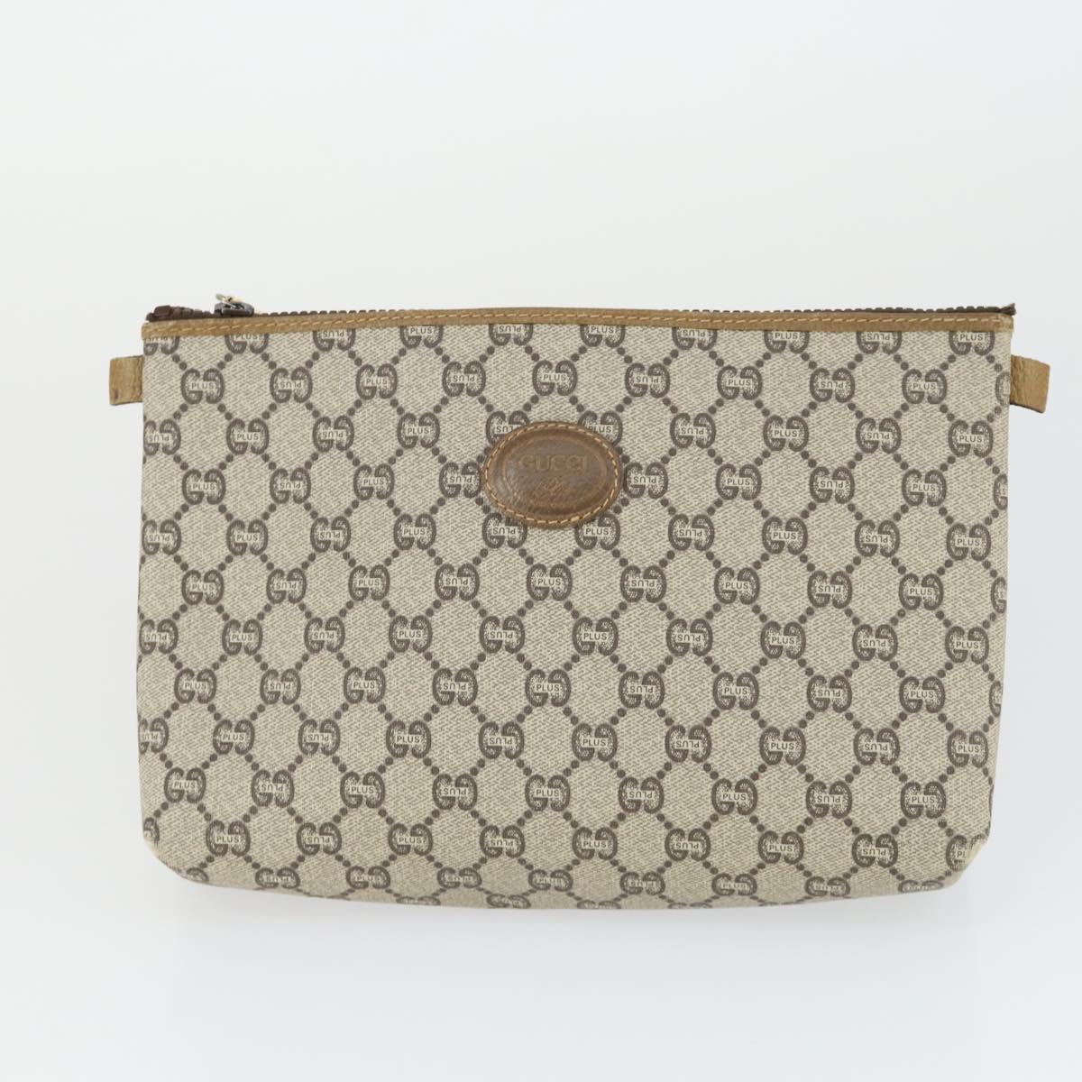 GUCCI GG Supreme GG Plus Web Sherry Line Bag PVC 4 Set Beige Green Auth 160748